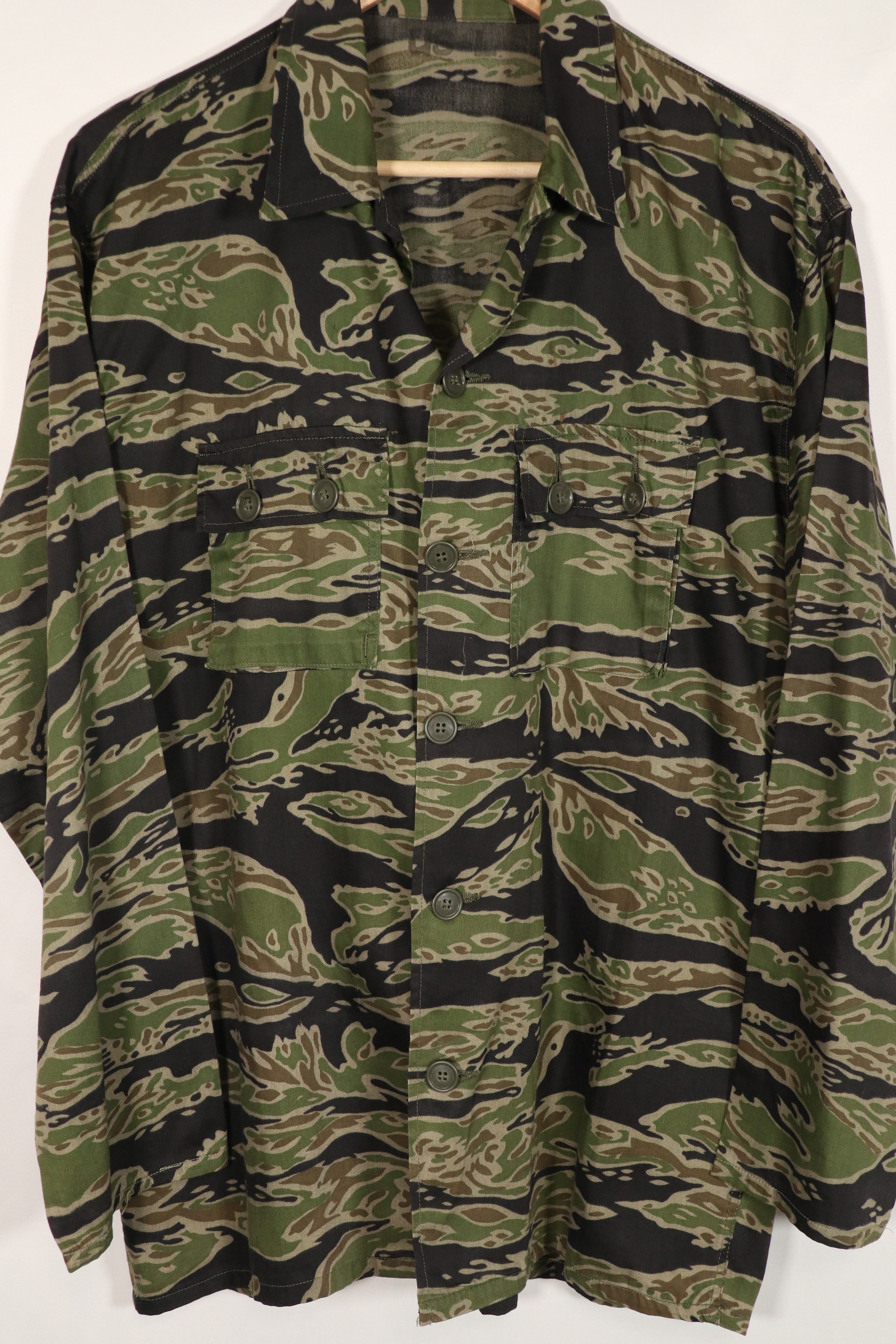 実物　レイトウォーパターン　タイガーストライプ　シャツ　US-L 状態良い