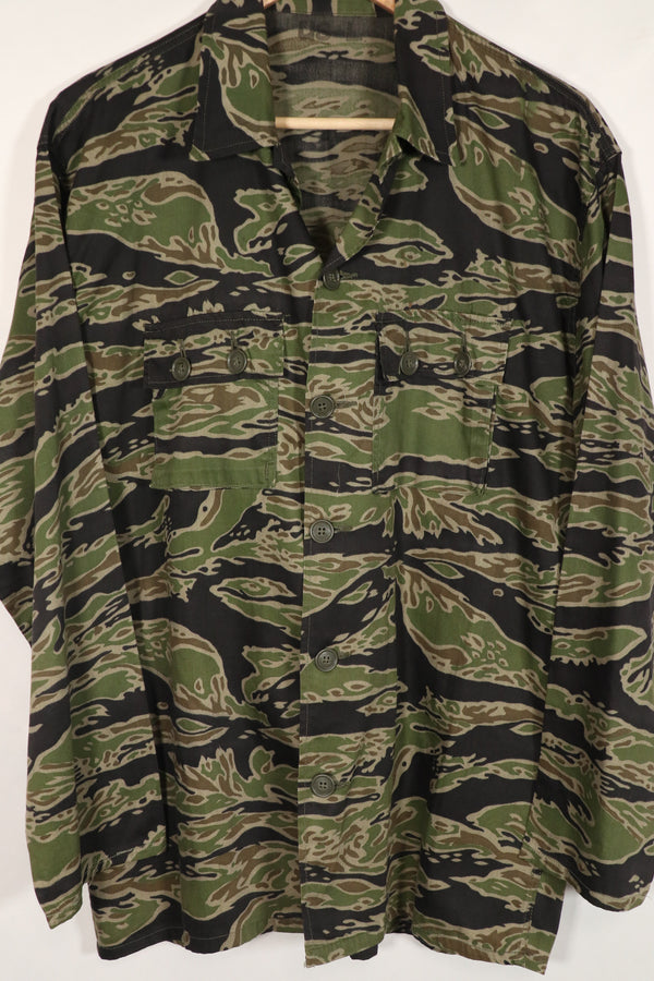 実物　レイトウォーパターン　タイガーストライプ　シャツ　US-L 状態良い