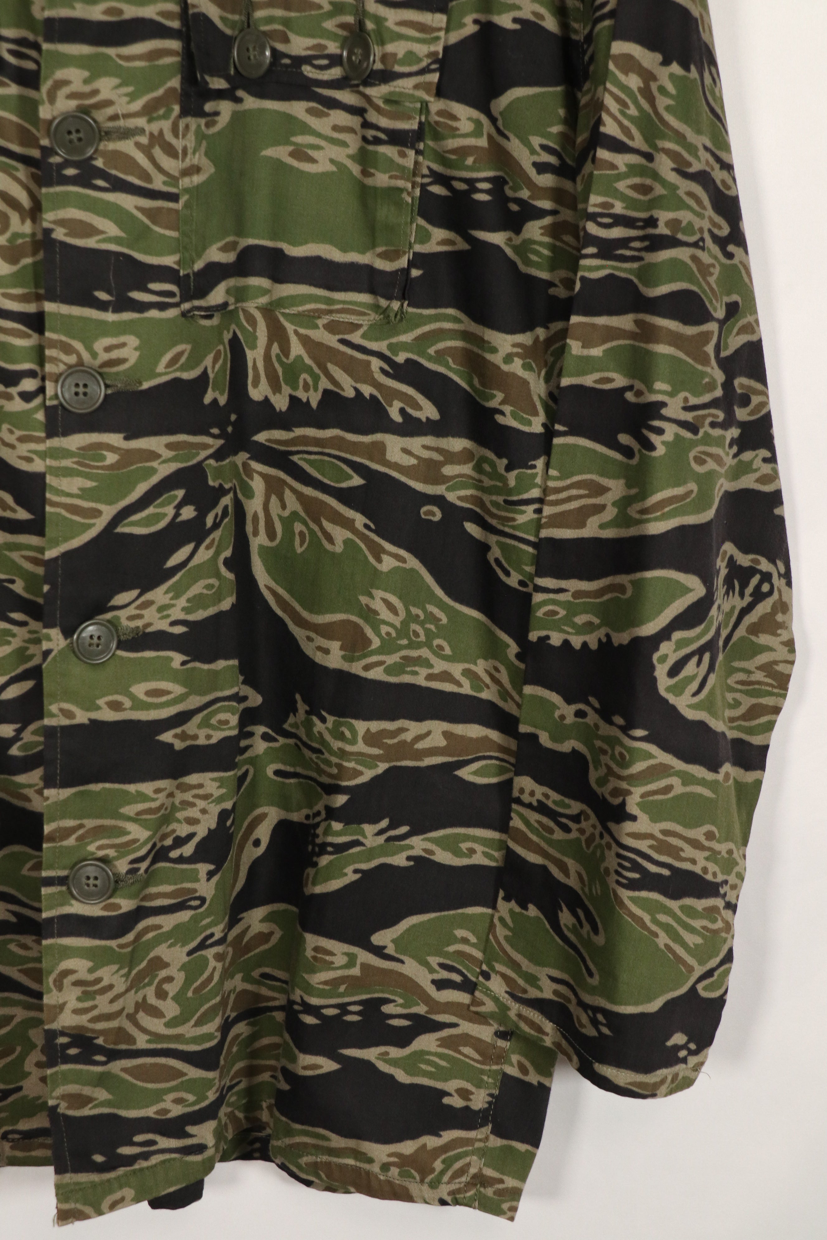 実物　レイトウォーパターン　タイガーストライプ　シャツ　US-L 状態良い