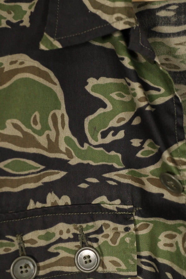 実物　レイトウォーパターン　タイガーストライプ　シャツ　US-L 状態良い