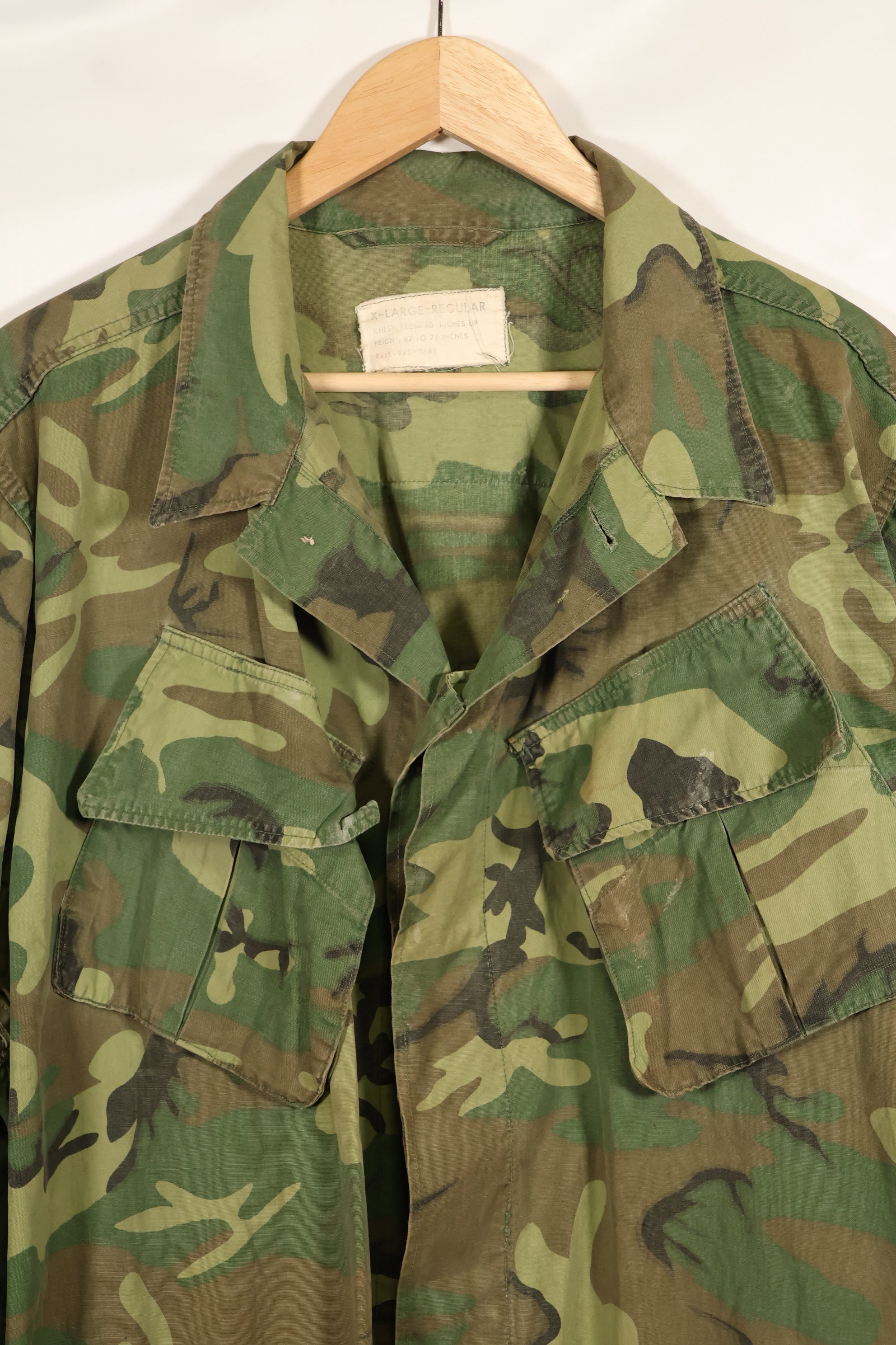 1966〜67年頃　X-L-R　ノンリップストップ　初期プリント　ERDL　ファティーグジャケット　中古品