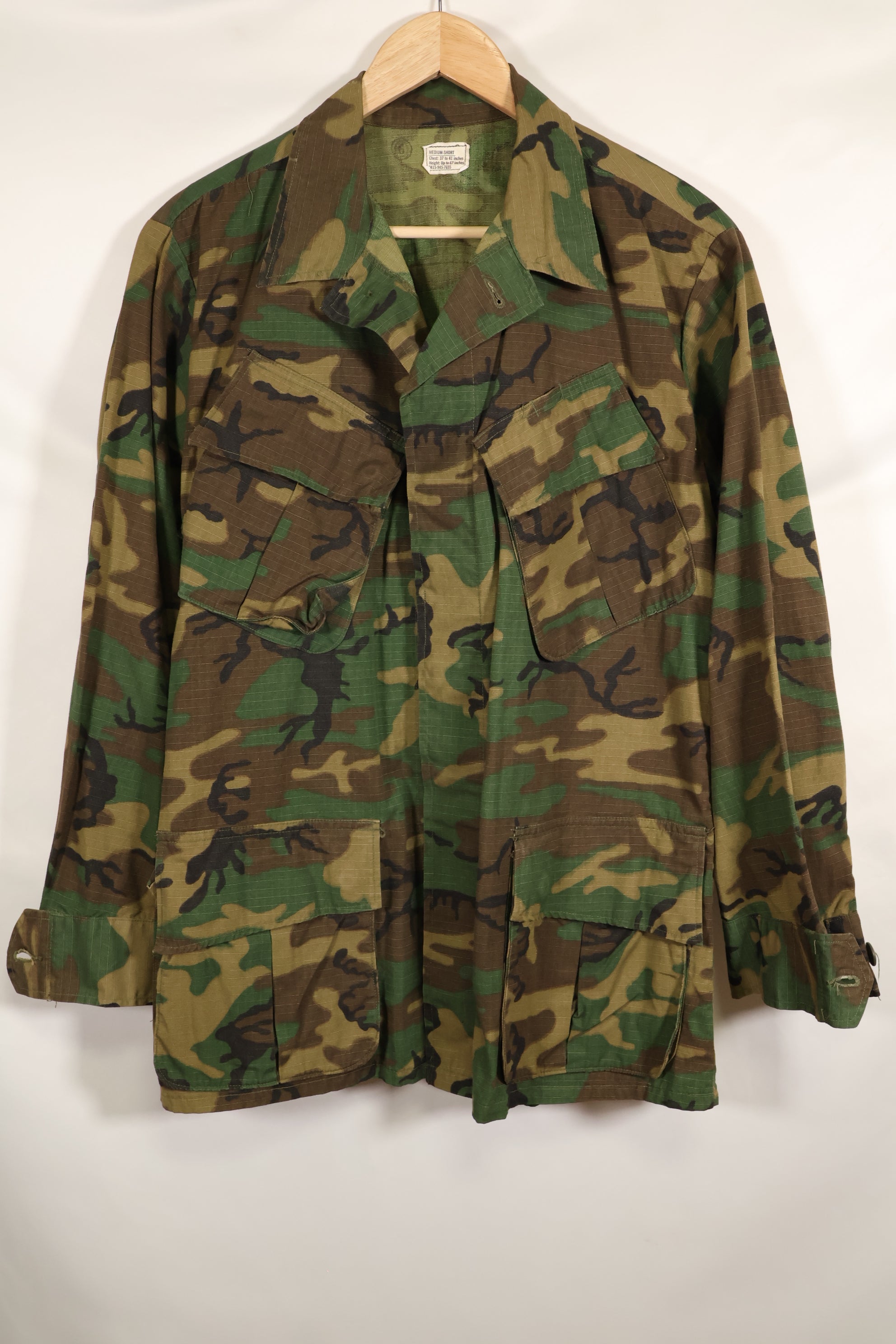 実物　1969年製　M-S　リップストップ　ERDL ファティーグジャケット　ブラウンリーフ  中古品