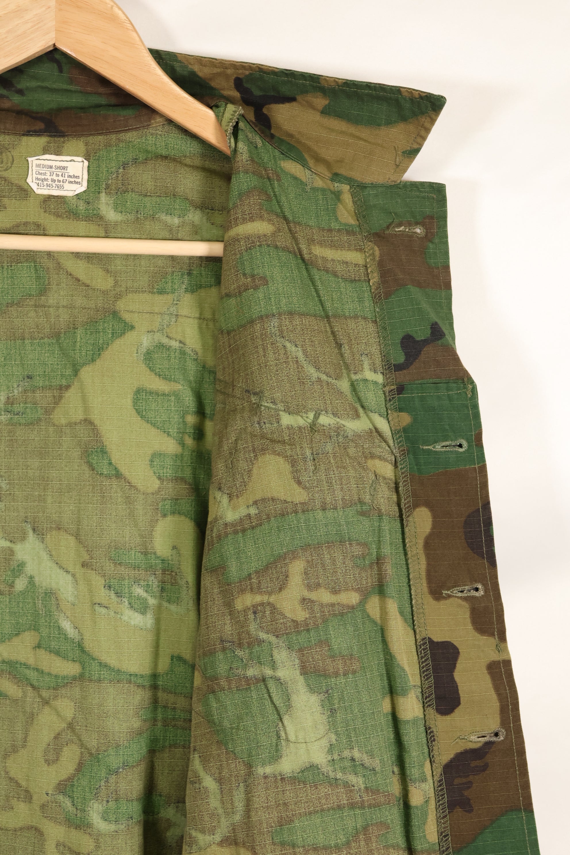実物　1969年製　M-S　リップストップ　ERDL ファティーグジャケット　ブラウンリーフ  中古品