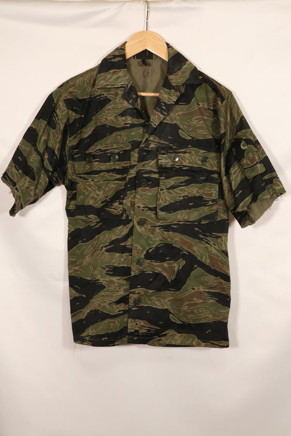 1960年代　半袖カスタム　シルバータイガー　タイガーストライプシャツ　US-M　状態良い　中古品