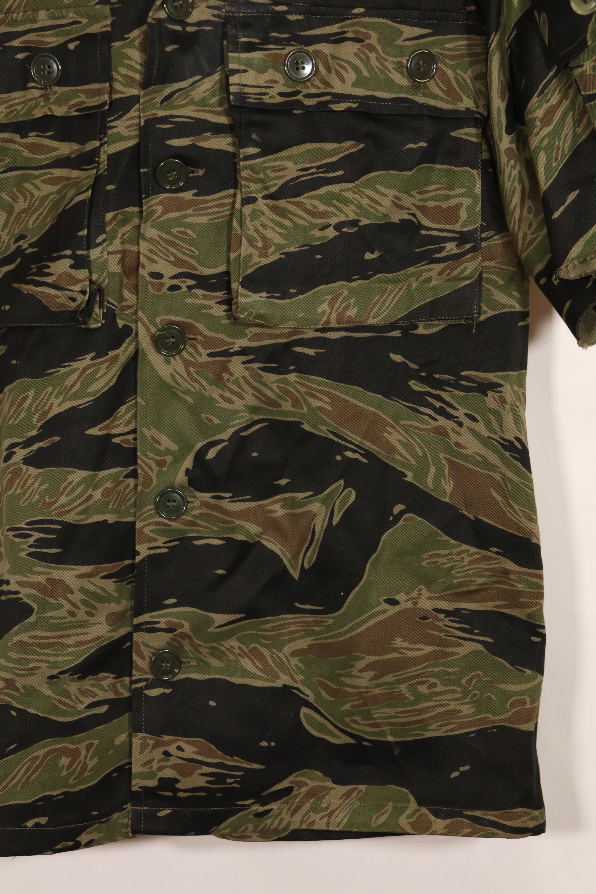 1960年代　半袖カスタム　シルバータイガー　タイガーストライプシャツ　US-M　状態良い　中古品