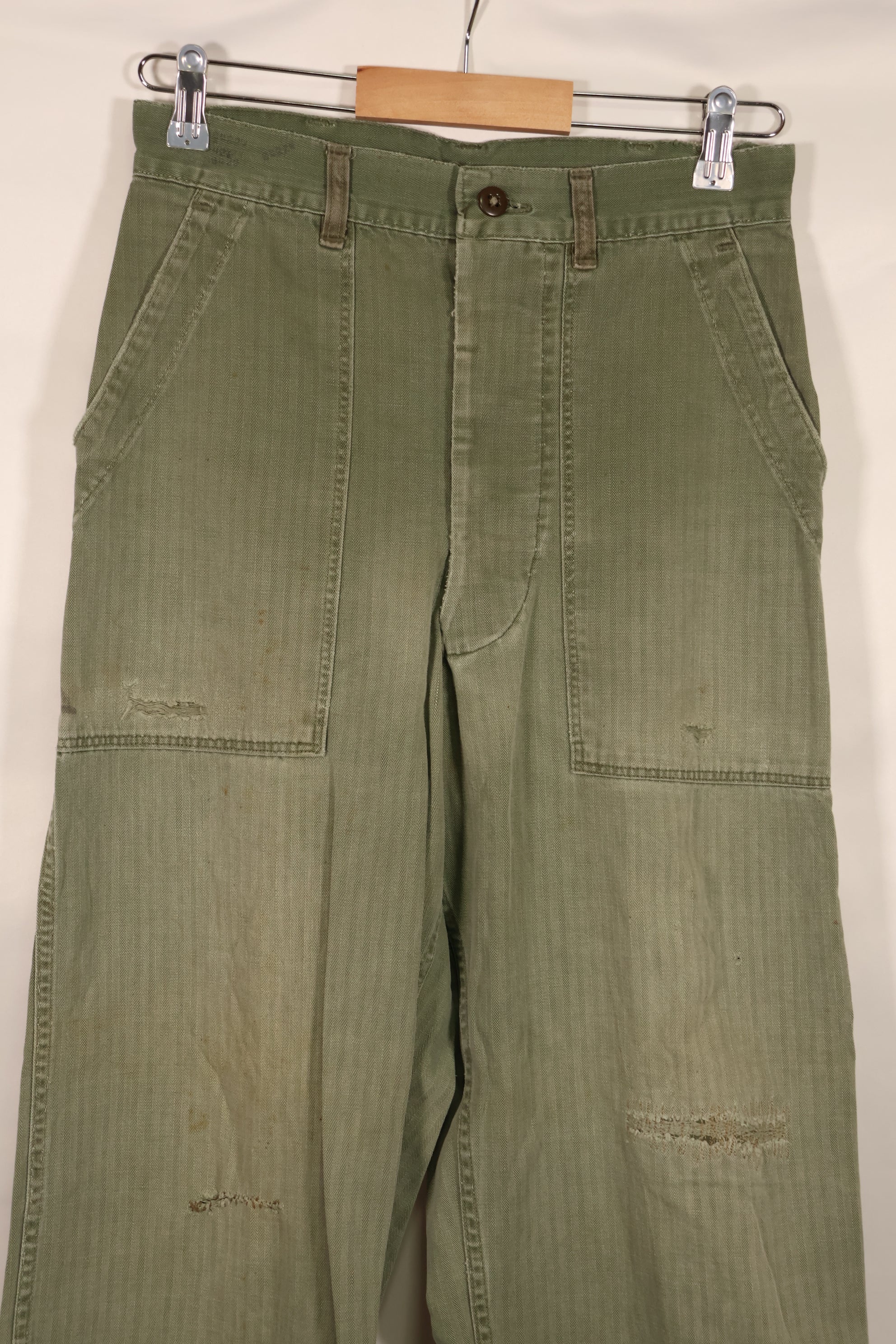 実物　WWII 1940年代　アメリカ海兵隊　USMC　P42　HBTパンツ　中古品