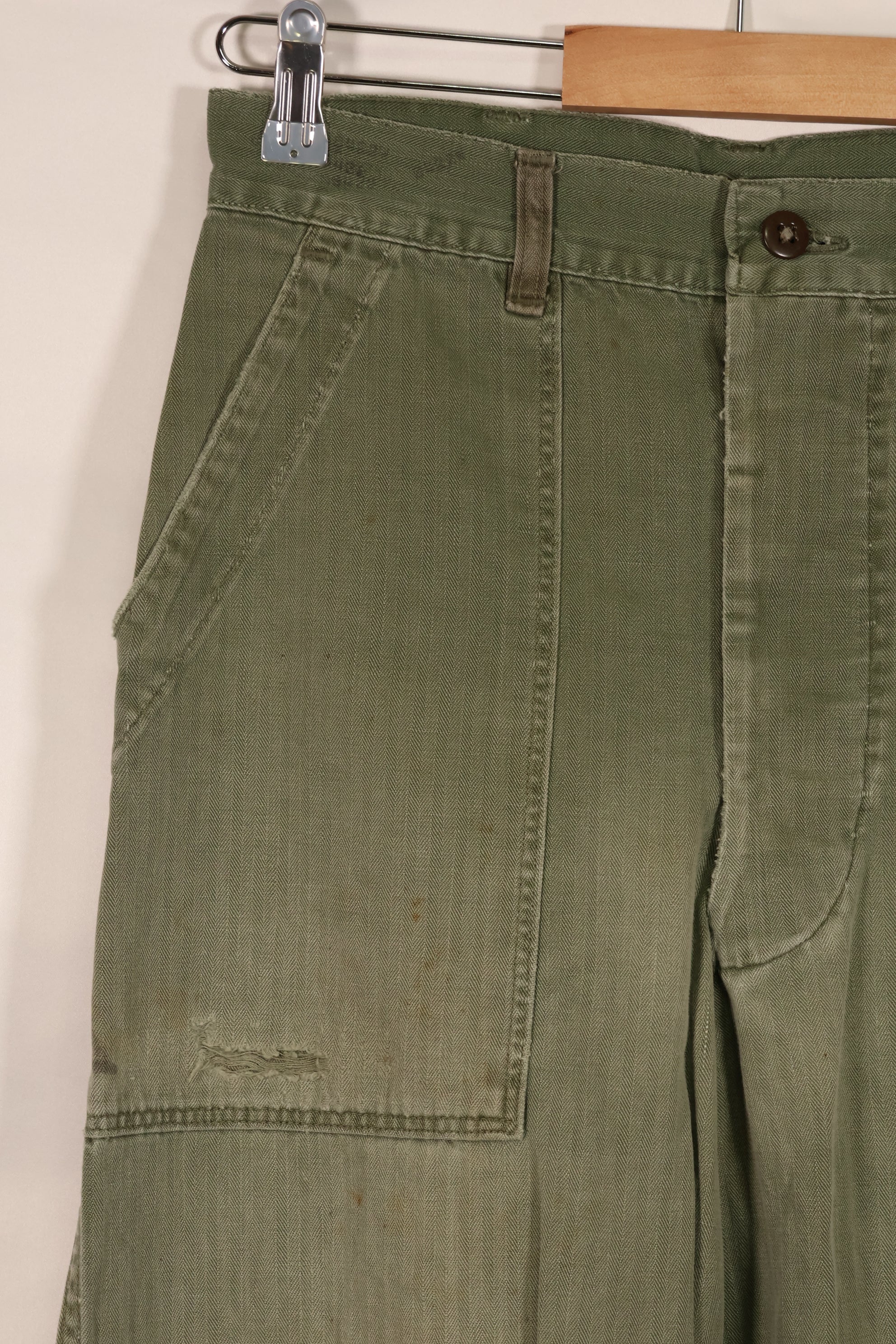 実物　WWII 1940年代　アメリカ海兵隊　USMC　P42　HBTパンツ　中古品