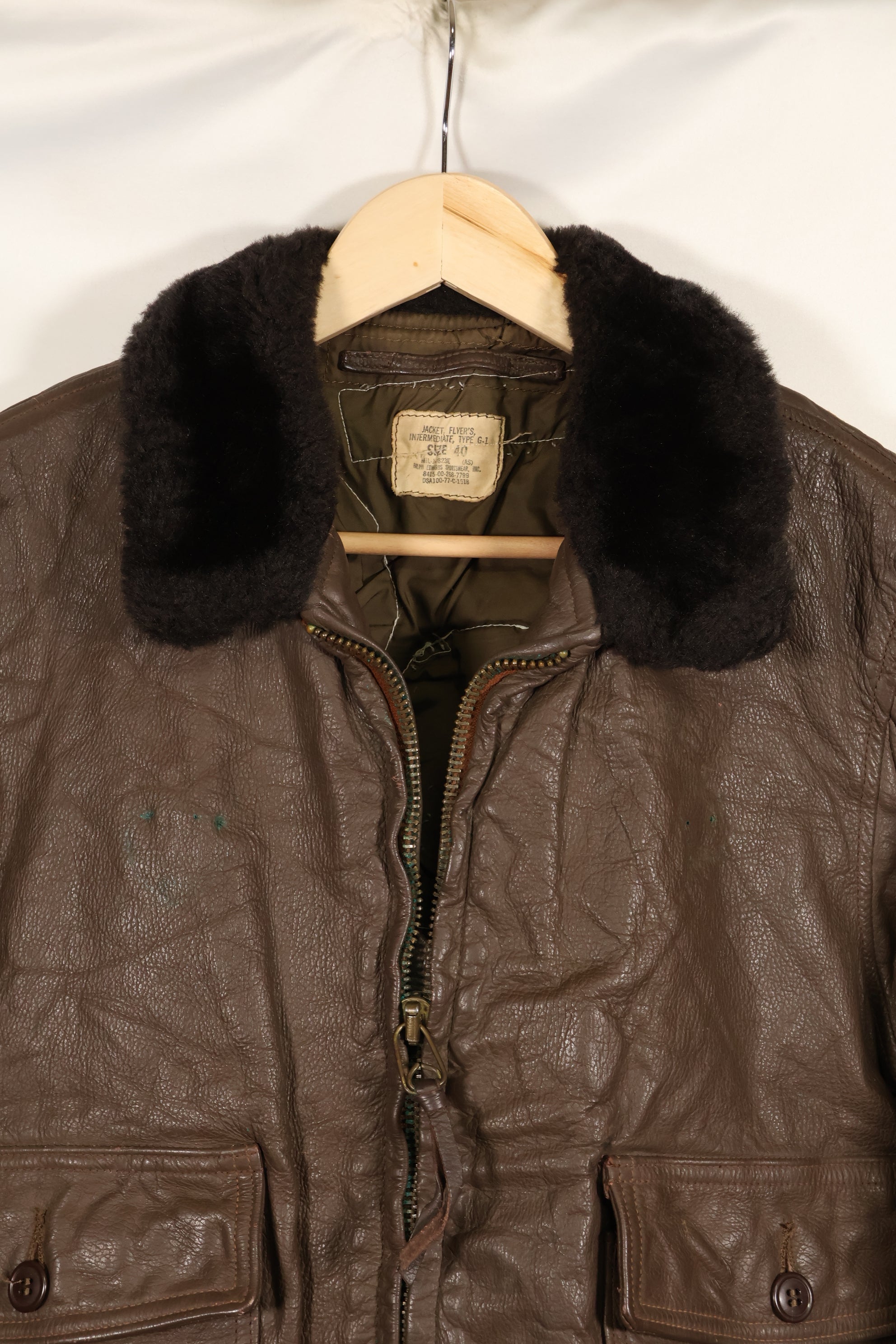 1977年契約　パッチ付　アメリカ海軍　G-1　フライトジャケット　サイズ40　状態良い