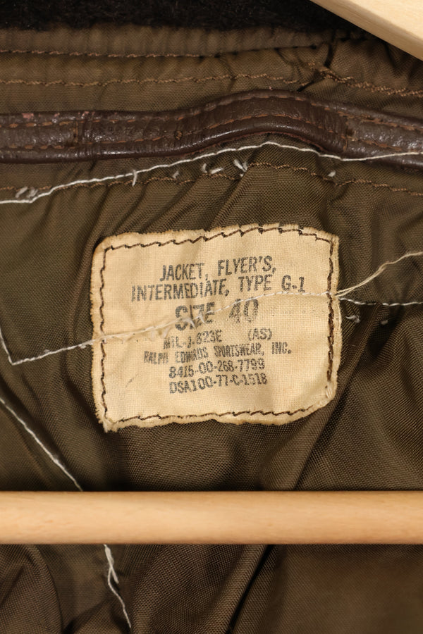 1977年契約　パッチ付　アメリカ海軍　G-1　フライトジャケット　サイズ40　状態良い