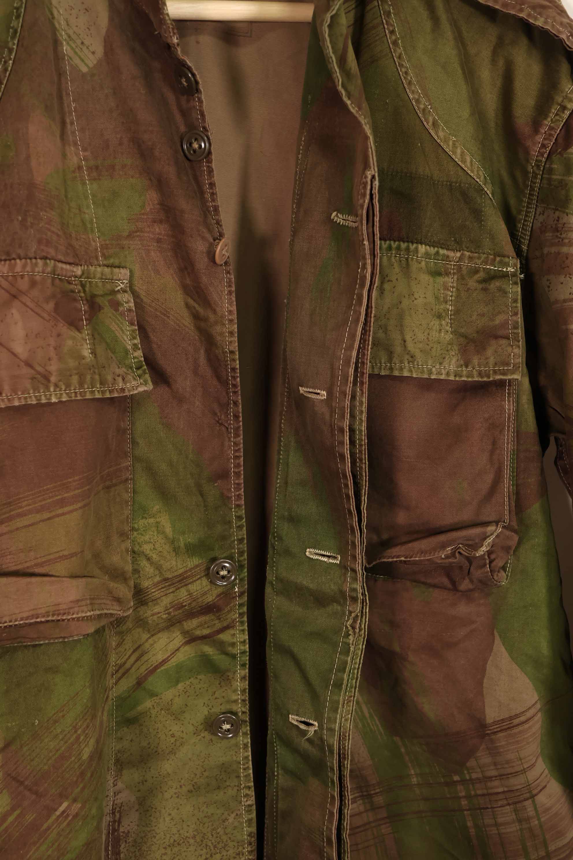 実物　1961年製　ARVN Windproof 迷彩　シャツ　薄手生地　ボタン欠損あり　レア品