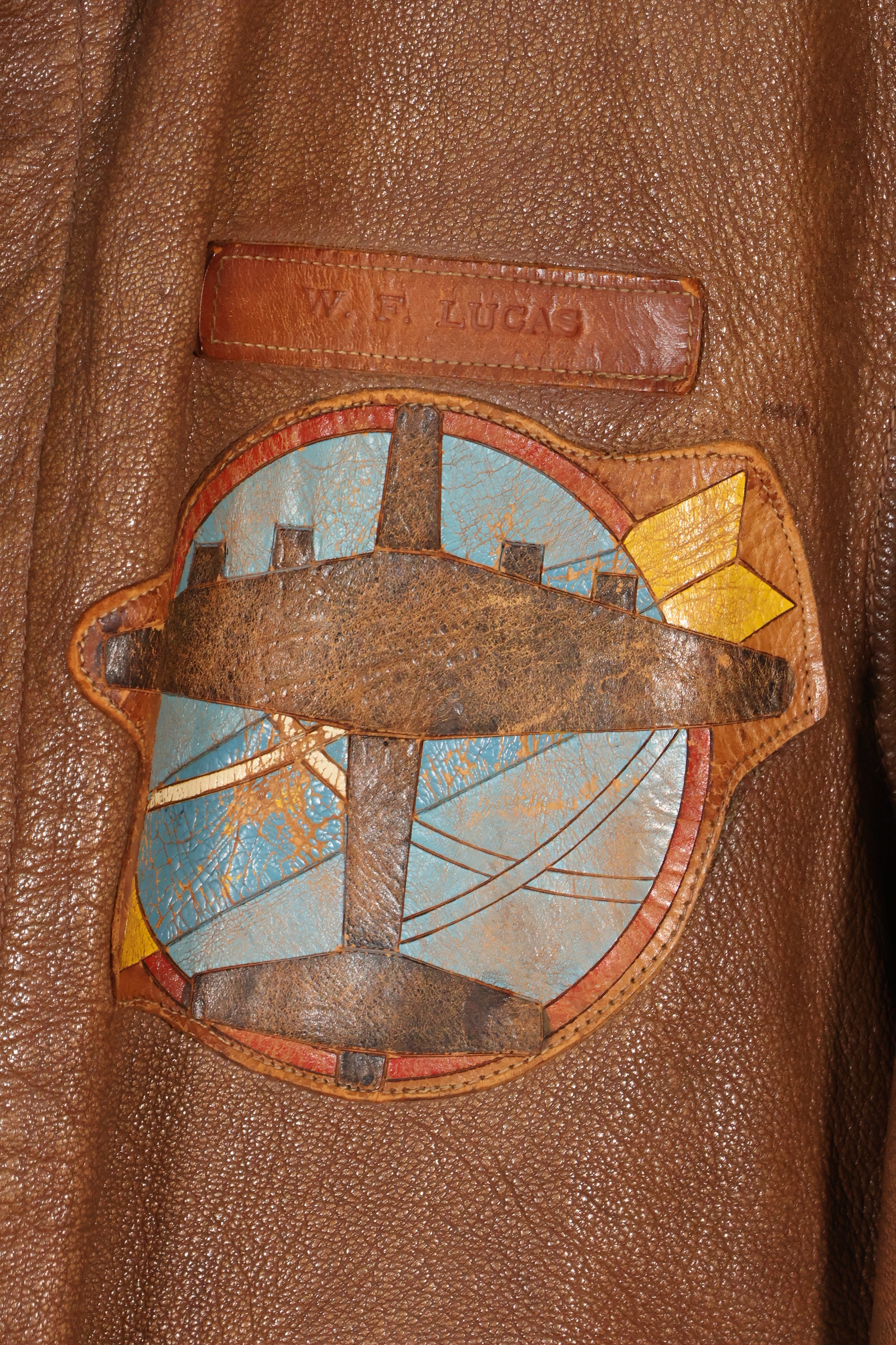 1940年代　サイズ 40　アメリカ陸軍航空隊 USAAF　A-2　フライトジャケット　スクアドロンパッチ付き　中古品