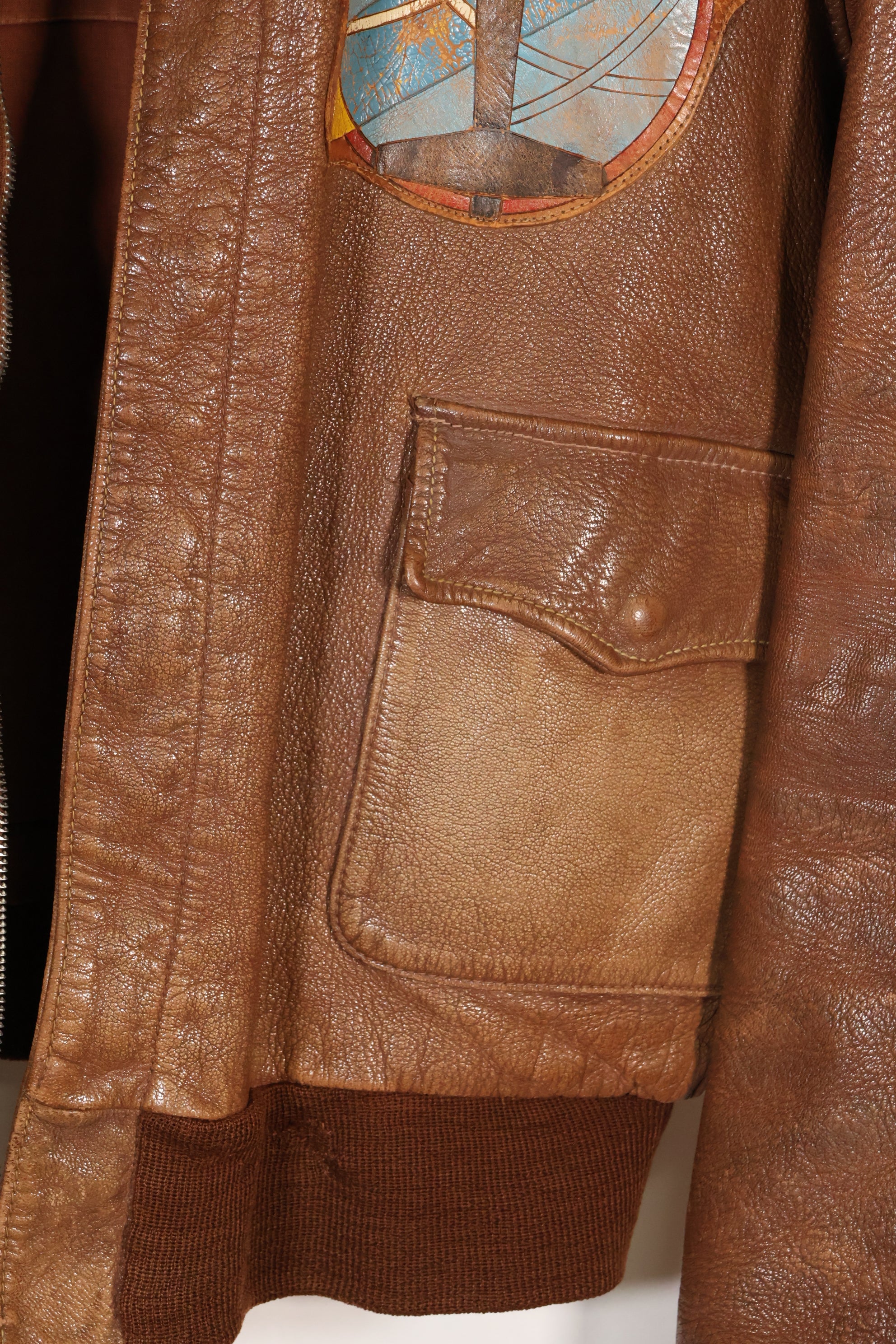 1940年代　サイズ 40　アメリカ陸軍航空隊 USAAF　A-2　フライトジャケット　スクアドロンパッチ付き　中古品