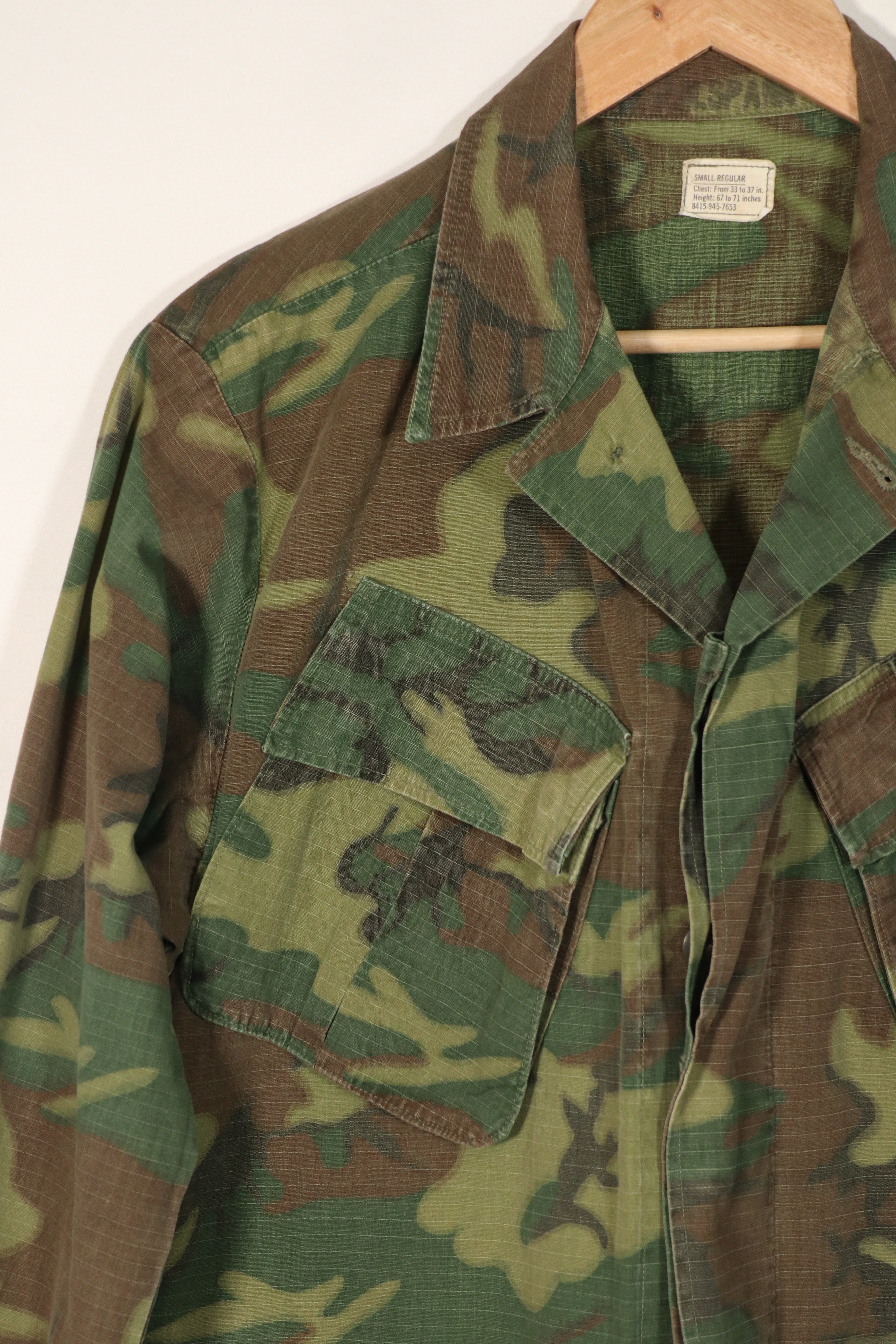 実物　1969年製　リップストップ　ERDL ジャングルファティーグ　ジャケット　中古品　S-R