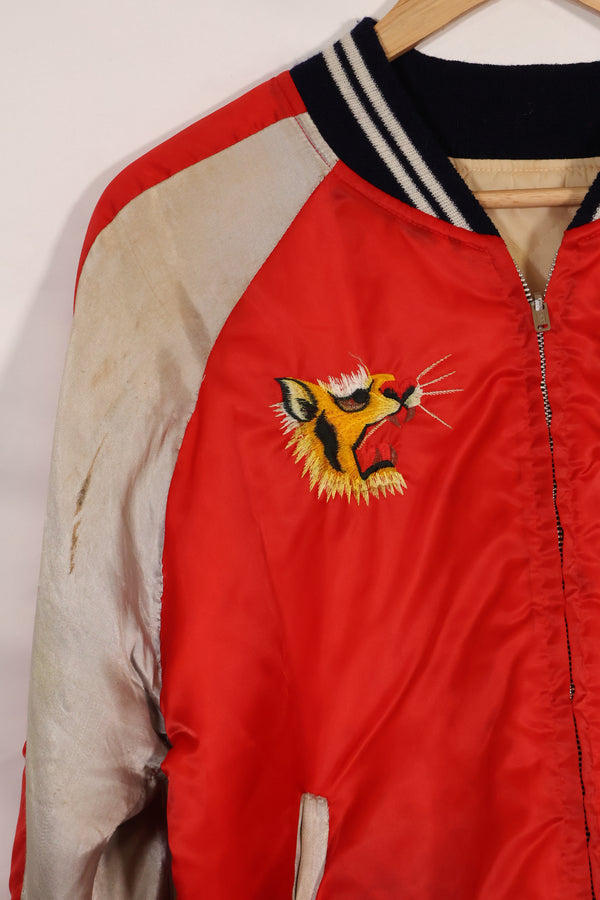 1970年代　日本製　Japan Jacket　中古品　スカジャン　赤白　当時の再現品　修繕あり