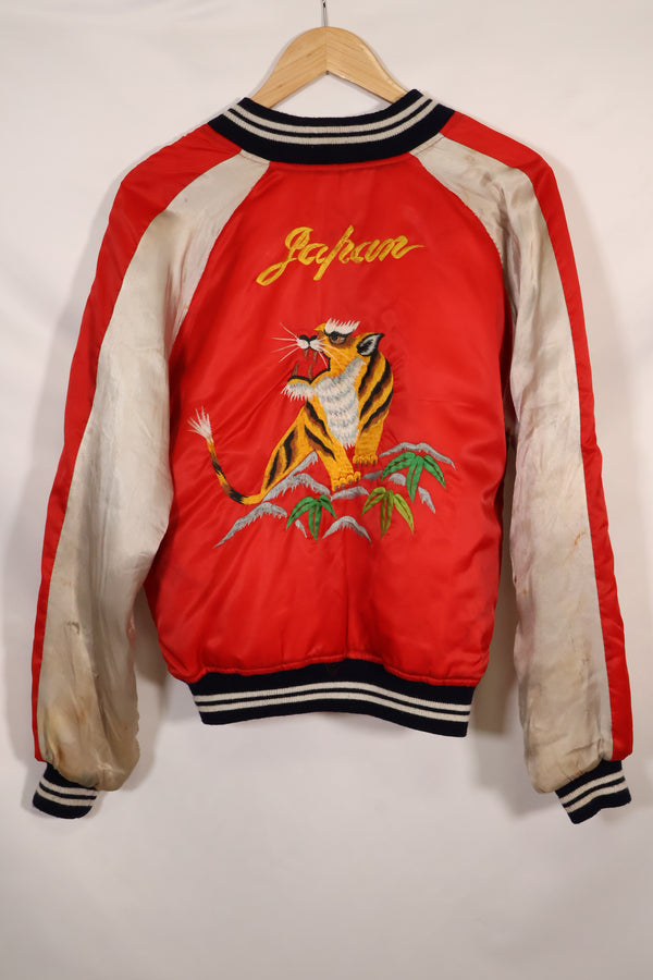 1970年代　日本製　Japan Jacket　中古品　スカジャン　赤白　当時の再現品　修繕あり