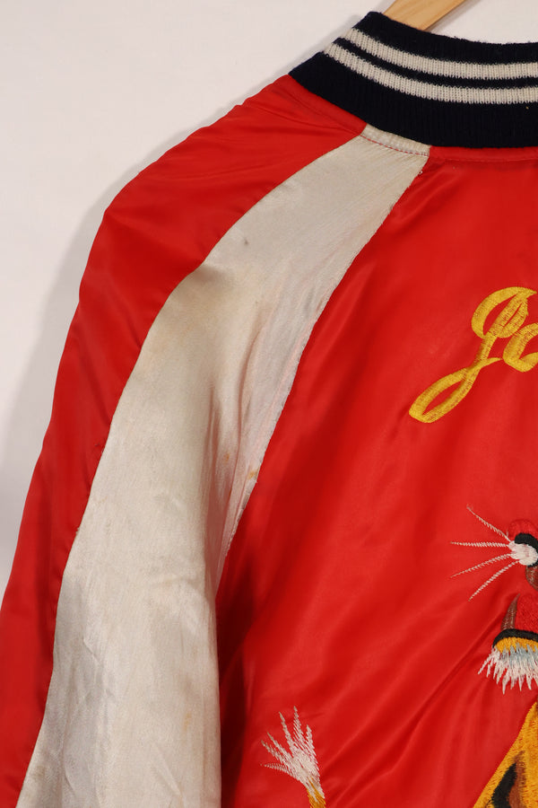 1970年代　日本製　Japan Jacket　中古品　スカジャン　赤白　当時の再現品　修繕あり