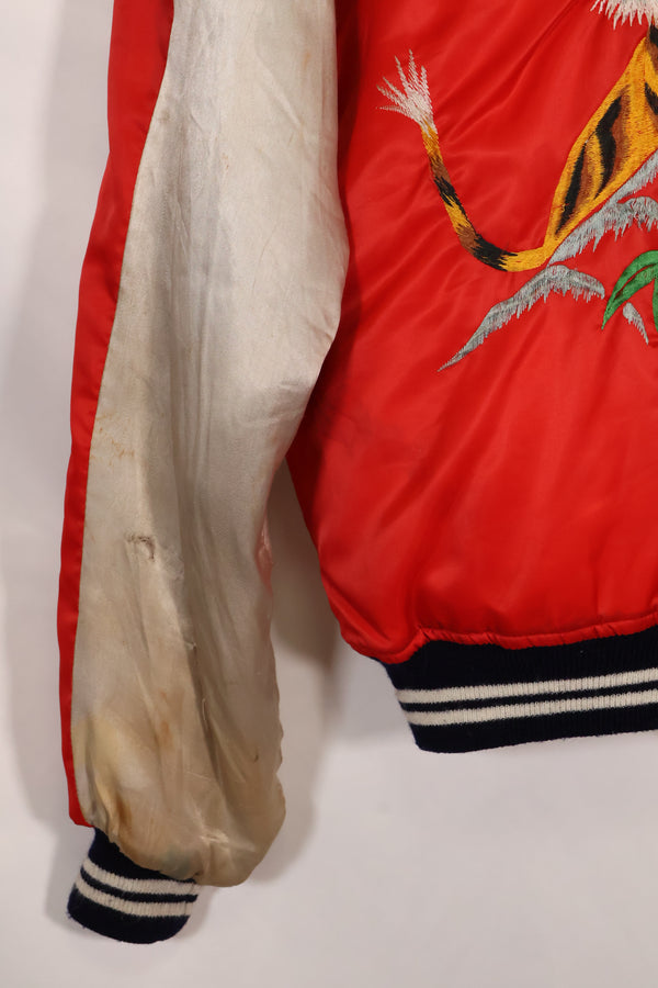 1970年代　日本製　Japan Jacket　中古品　スカジャン　赤白　当時の再現品　修繕あり