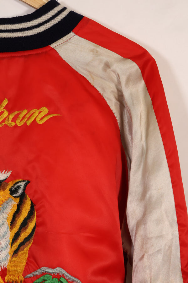 1970年代　日本製　Japan Jacket　中古品　スカジャン　赤白　当時の再現品　修繕あり