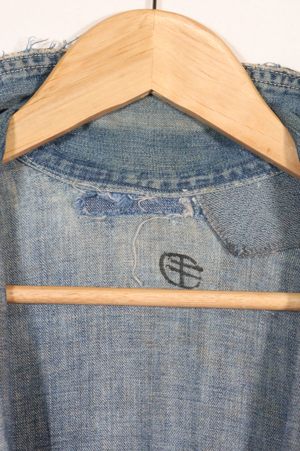 1930年代　アメリカ陸軍　デニム　プルオーバーシャツ　3ボタン　中古品