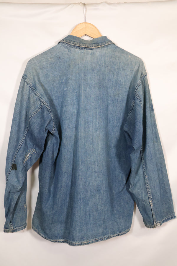 1930年代　アメリカ陸軍　デニム　プルオーバーシャツ　3ボタン　中古品