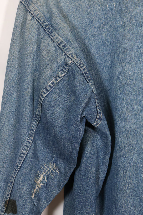 1930年代　アメリカ陸軍　デニム　プルオーバーシャツ　3ボタン　中古品