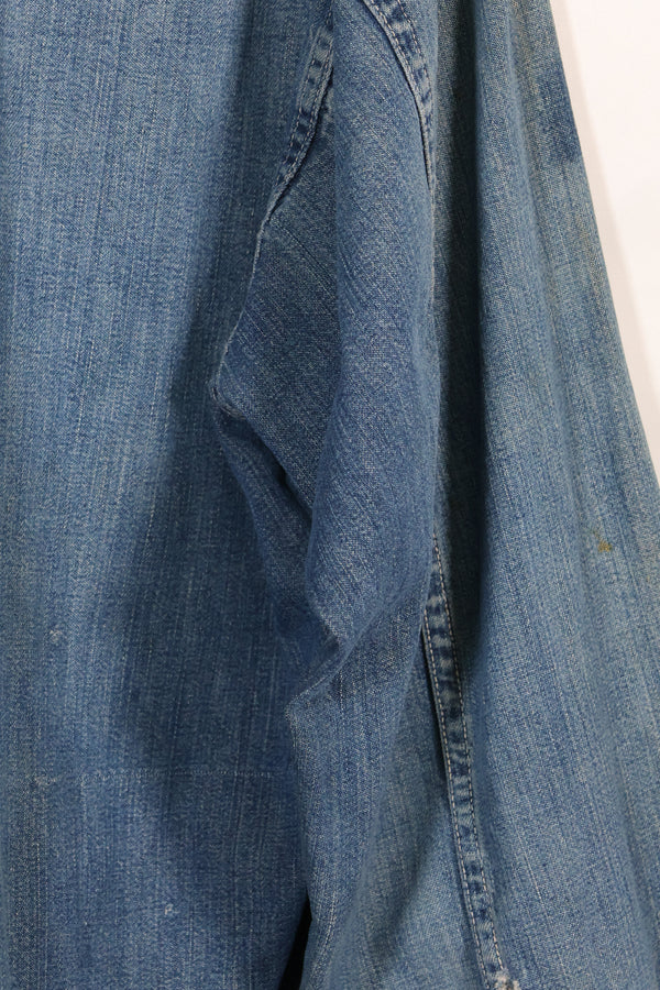 1930年代　アメリカ陸軍　デニム　プルオーバーシャツ　3ボタン　中古品