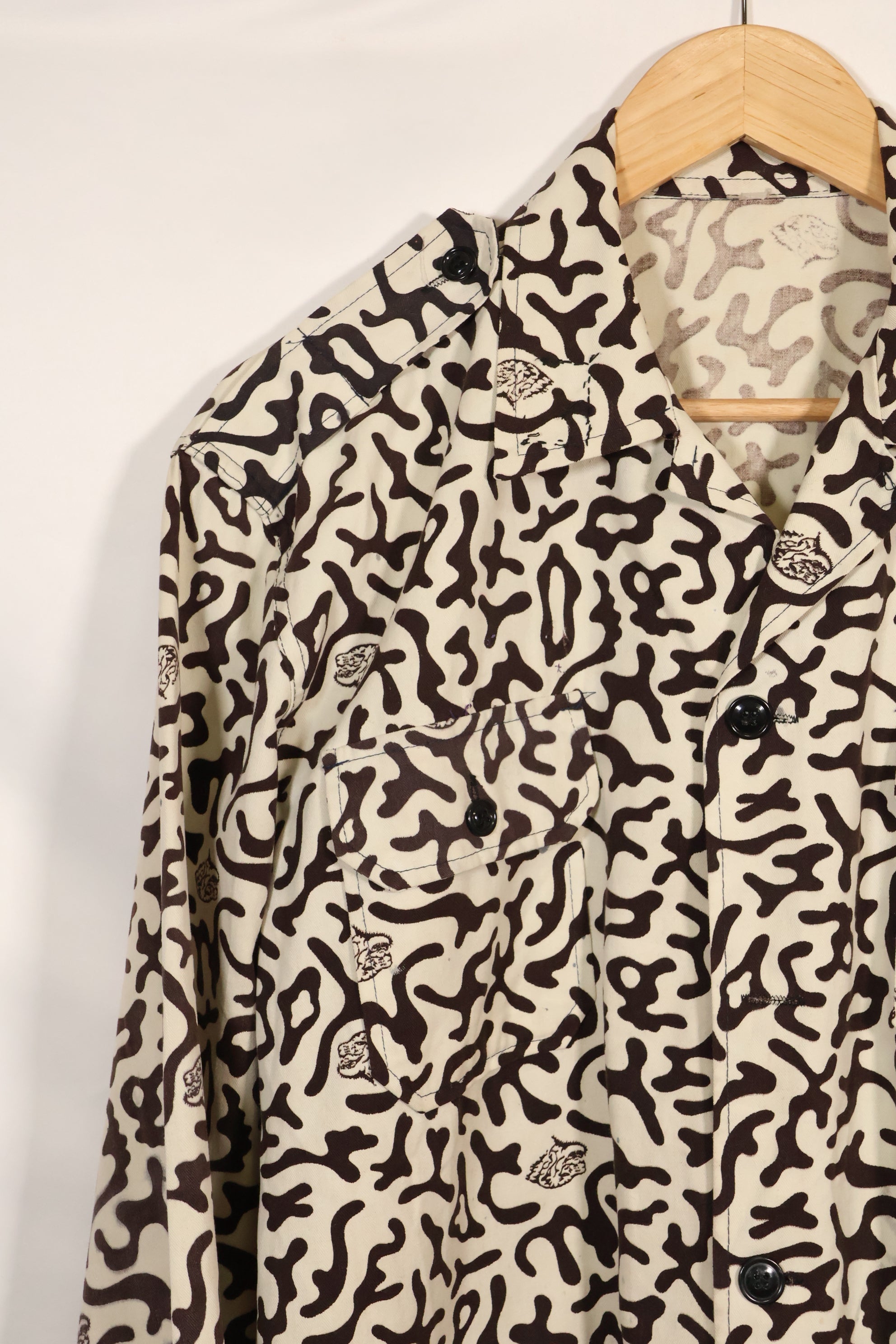 1980年代　韓国　学生用迷彩服　ハングル迷彩　シャツ　ほぼ未使用　A