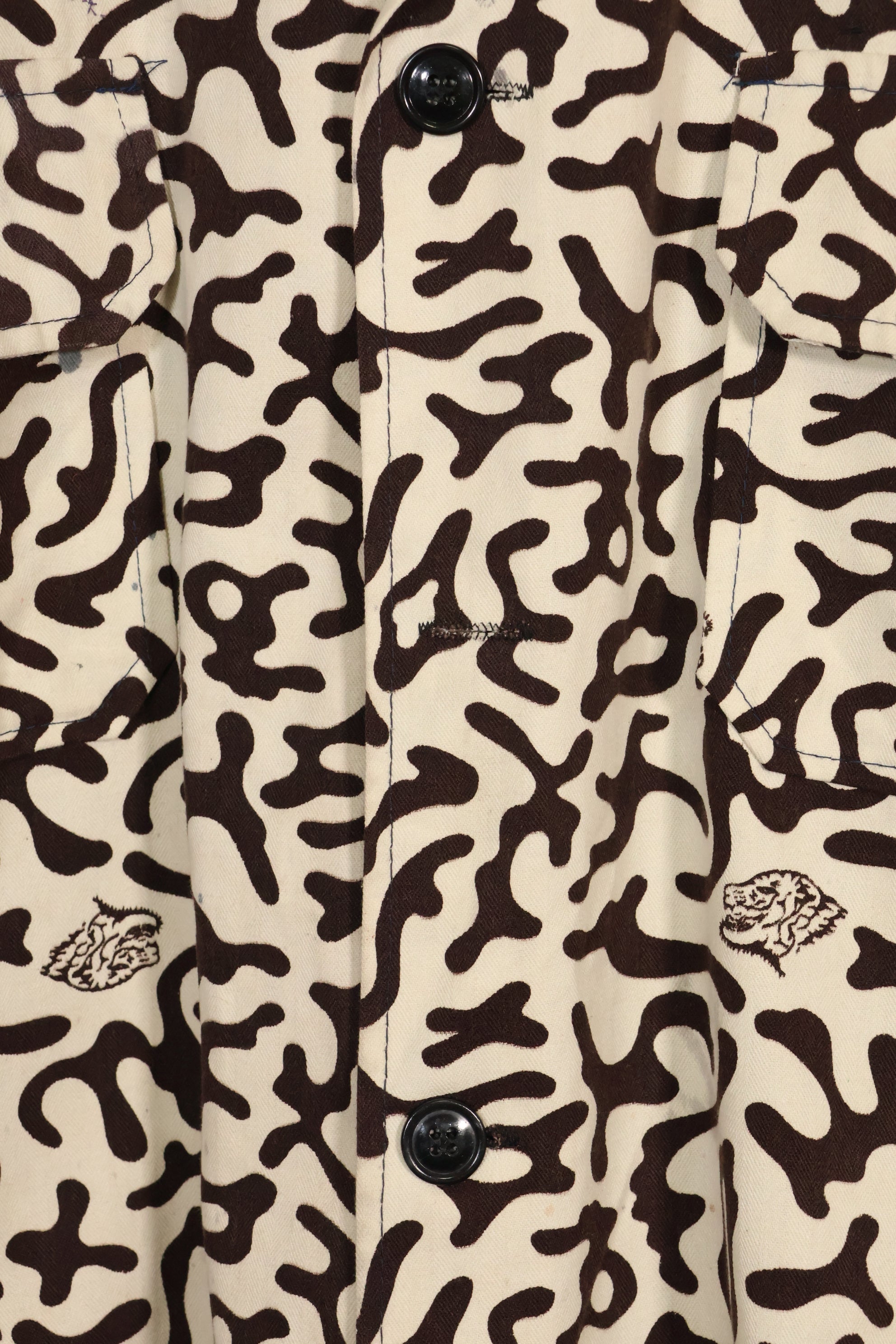 1980年代　韓国　学生用迷彩服　ハングル迷彩　シャツ　ほぼ未使用　A