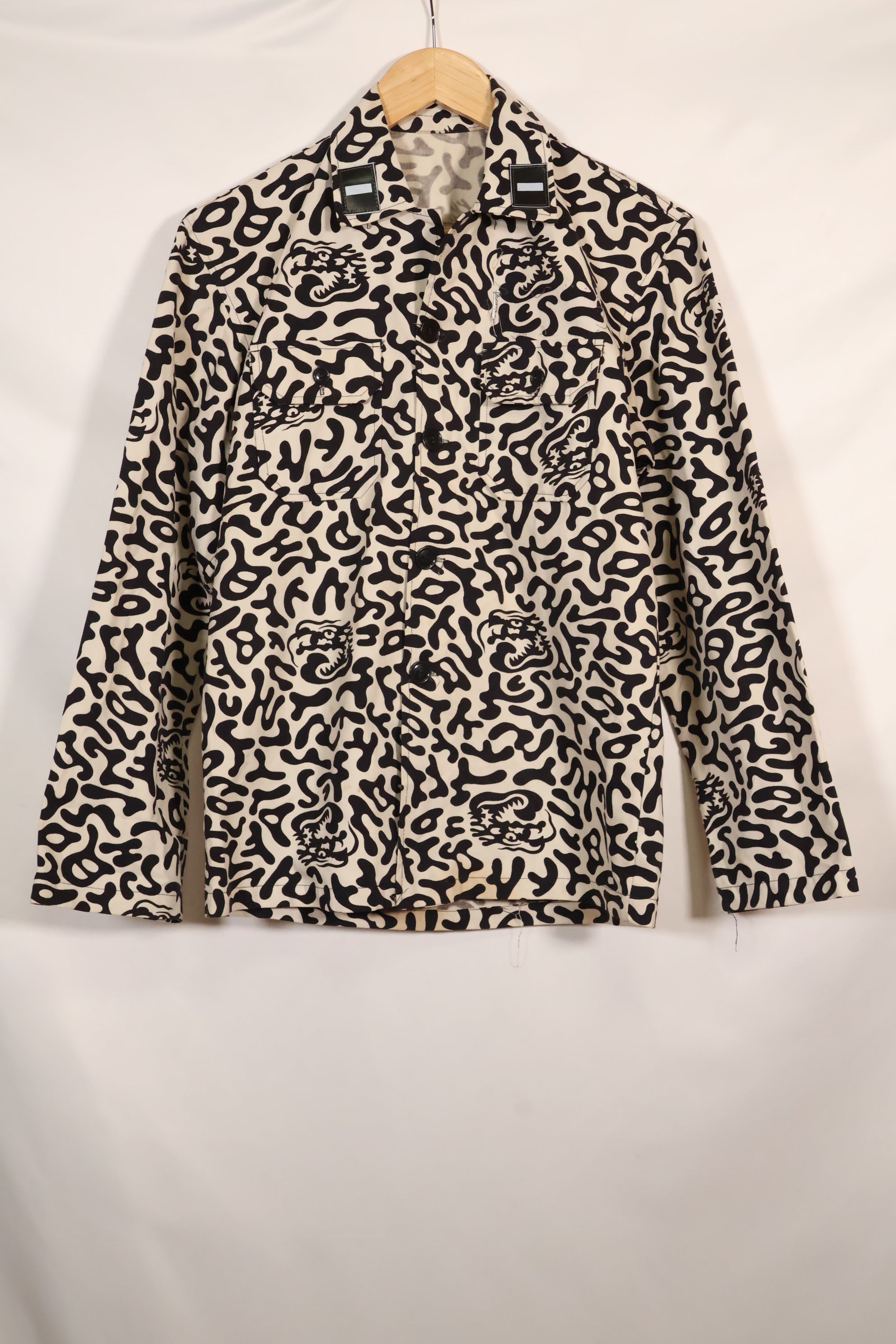 1980年代　韓国　学生用迷彩服　ハングル迷彩　シャツ　ほぼ未使用　B