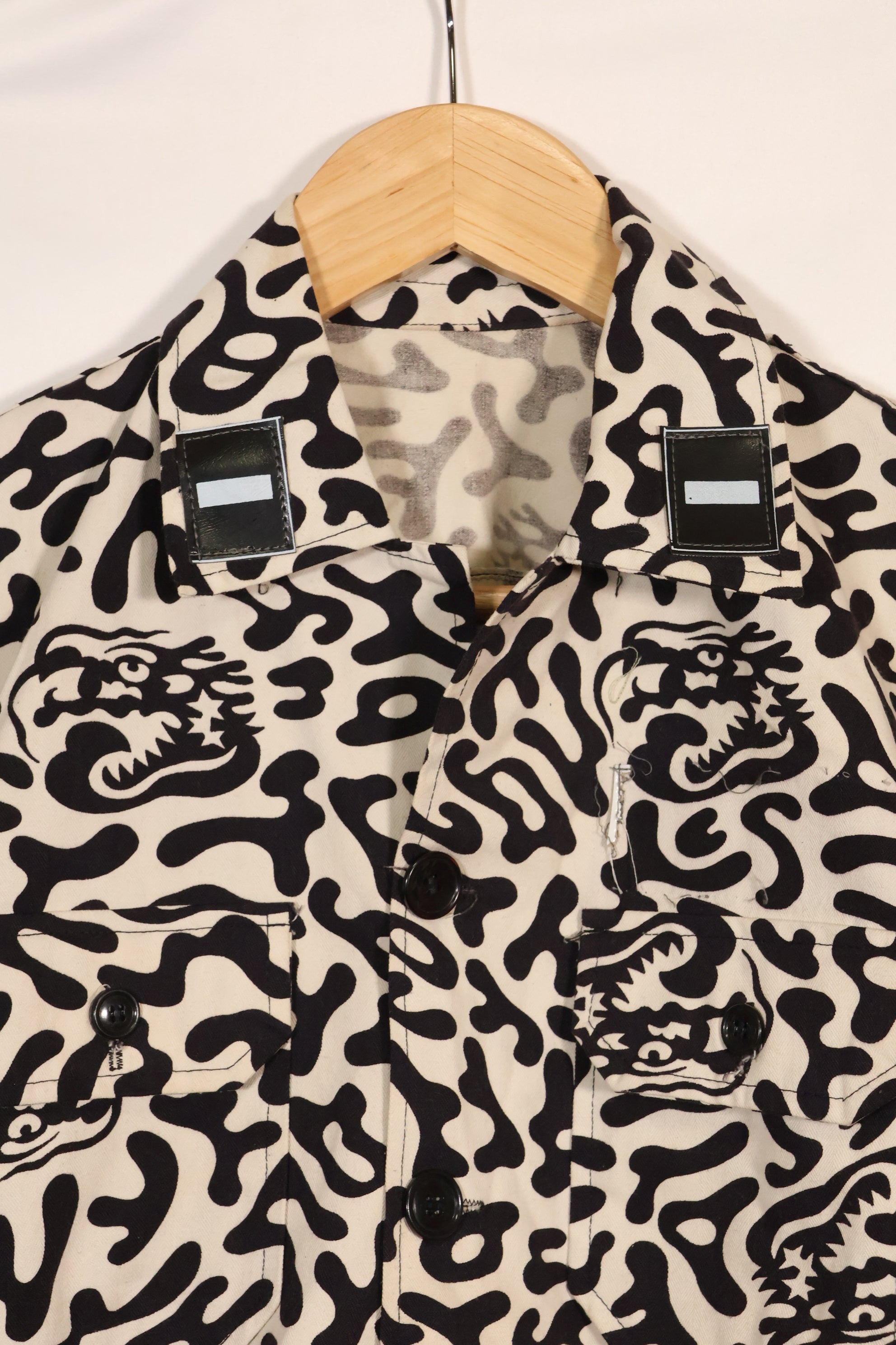 1980年代　韓国　学生用迷彩服　ハングル迷彩　シャツ　ほぼ未使用　B