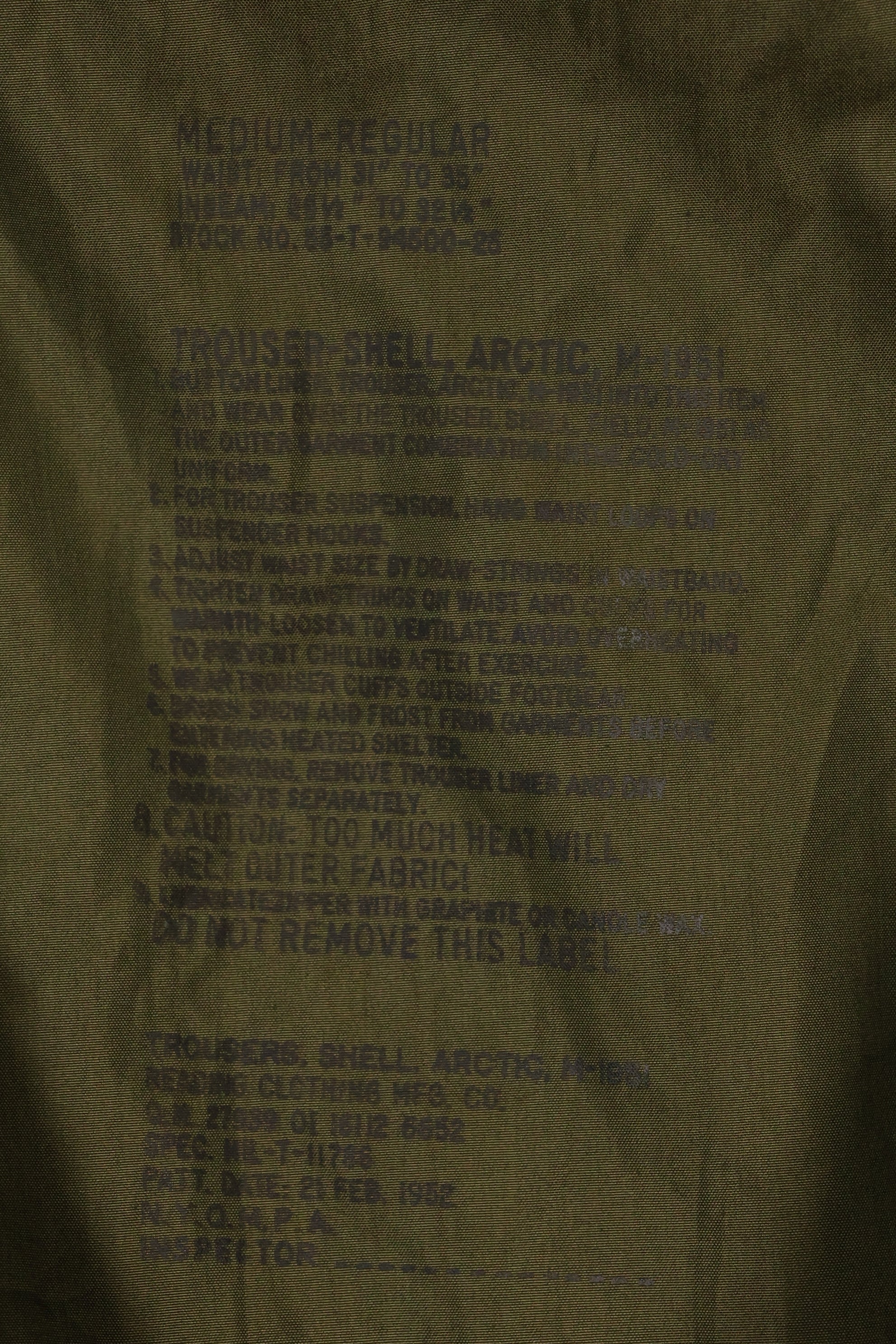 1952年契約　M-R　M51 コールドウェザーパンツ　シェルのみ　ほぼ未使用品