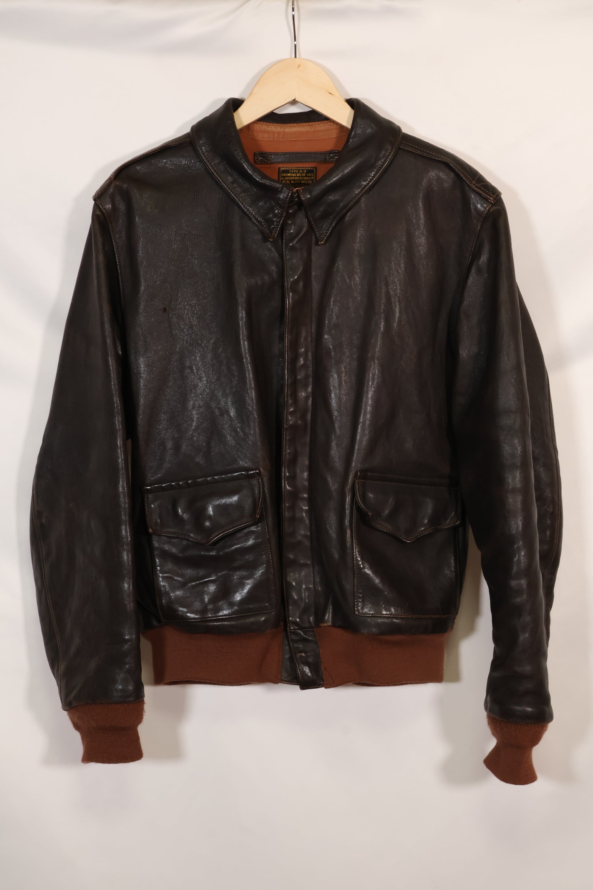 2000年代製　サイズ 44　リアルマッコイズ製　A-2 フライトジャケット　リブリペア済　中古品