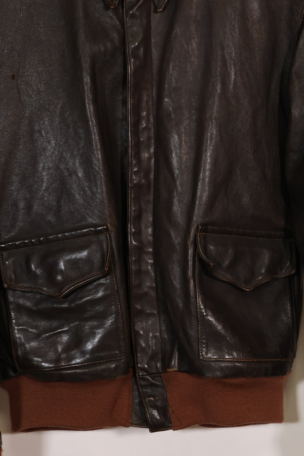 2000年代製　サイズ 44　リアルマッコイズ製　A-2 フライトジャケット　リブリペア済　中古品