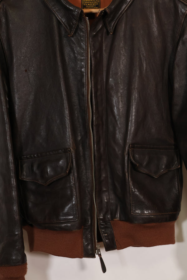 2000年代製　サイズ 44　リアルマッコイズ製　A-2 フライトジャケット　リブリペア済　中古品