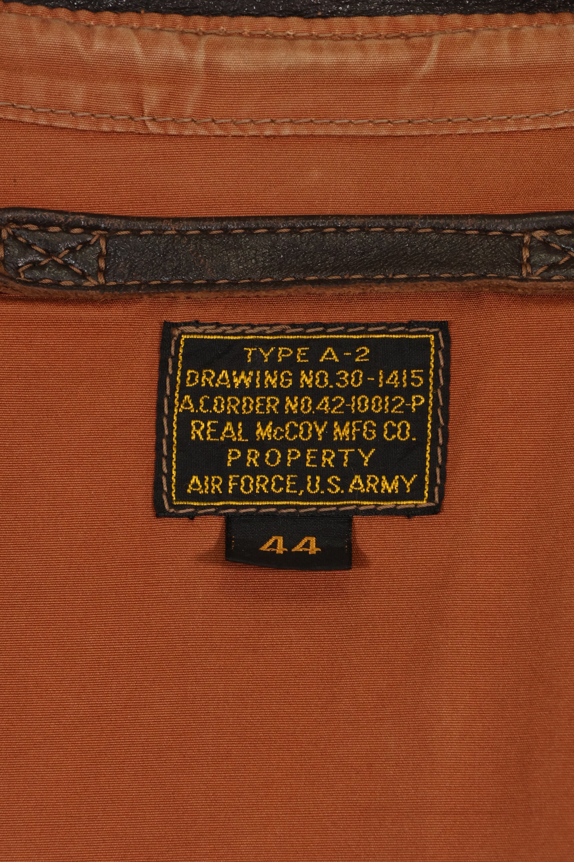 2000年代製　サイズ 44　リアルマッコイズ製　A-2 フライトジャケット　リブリペア済　中古品