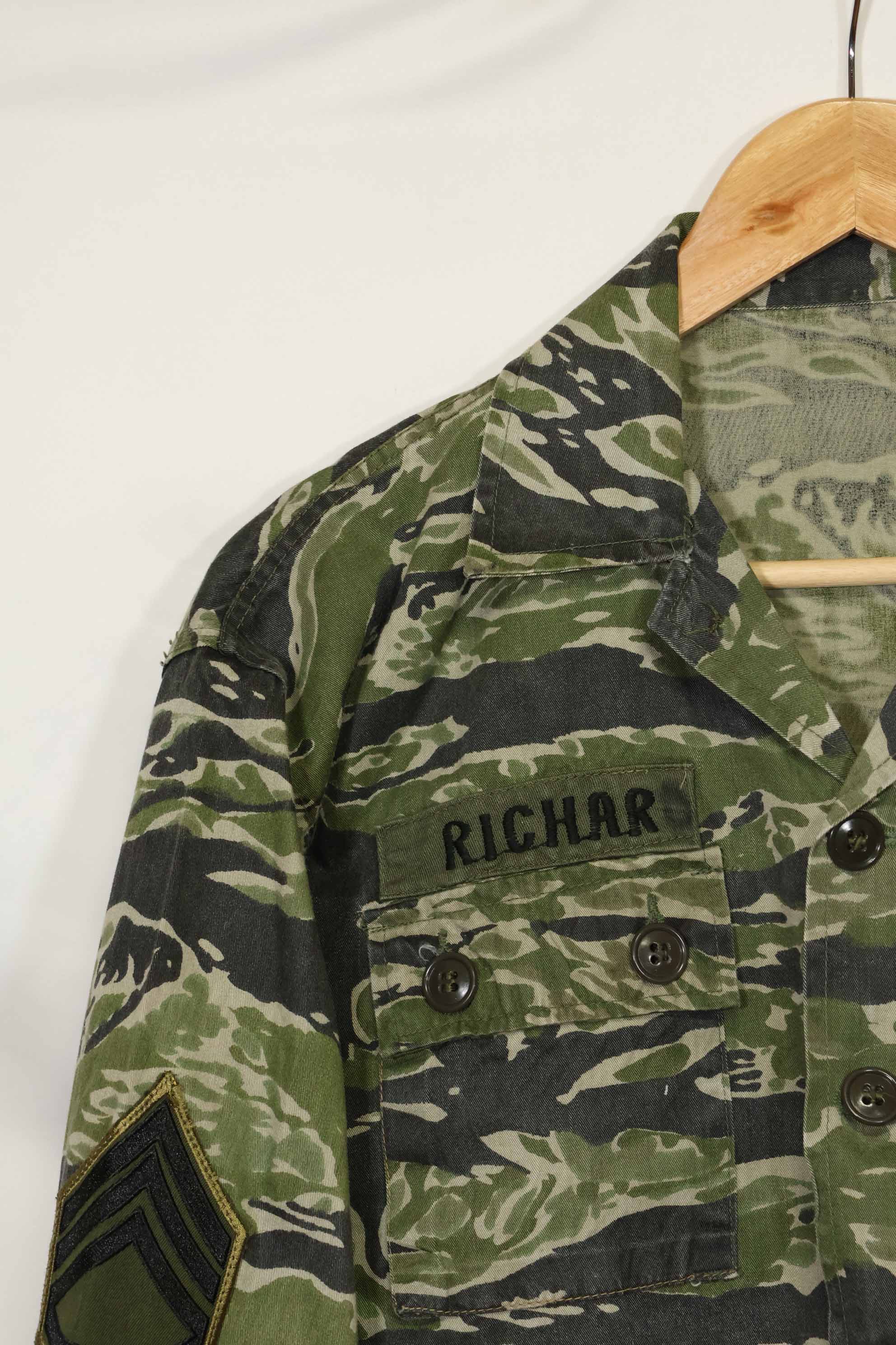 1960年代　タイガーストライプ　シャツ　CIDGパターン　特殊部隊パッチ　中古品