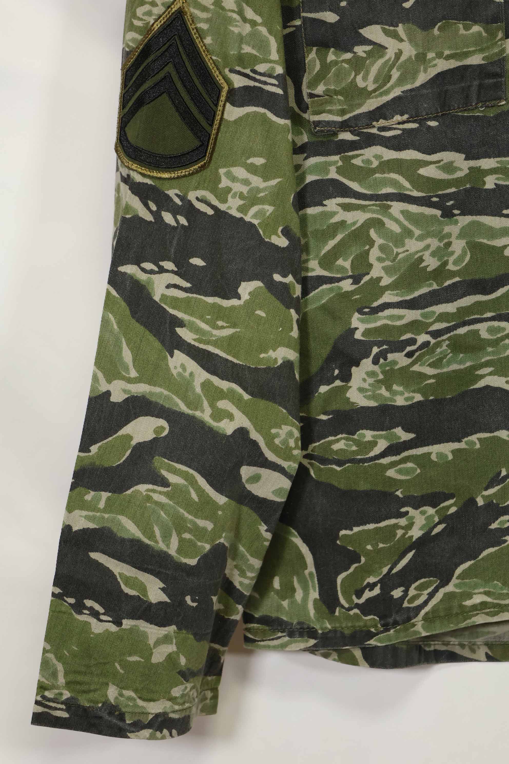 1960年代　タイガーストライプ　シャツ　CIDGパターン　特殊部隊パッチ　中古品