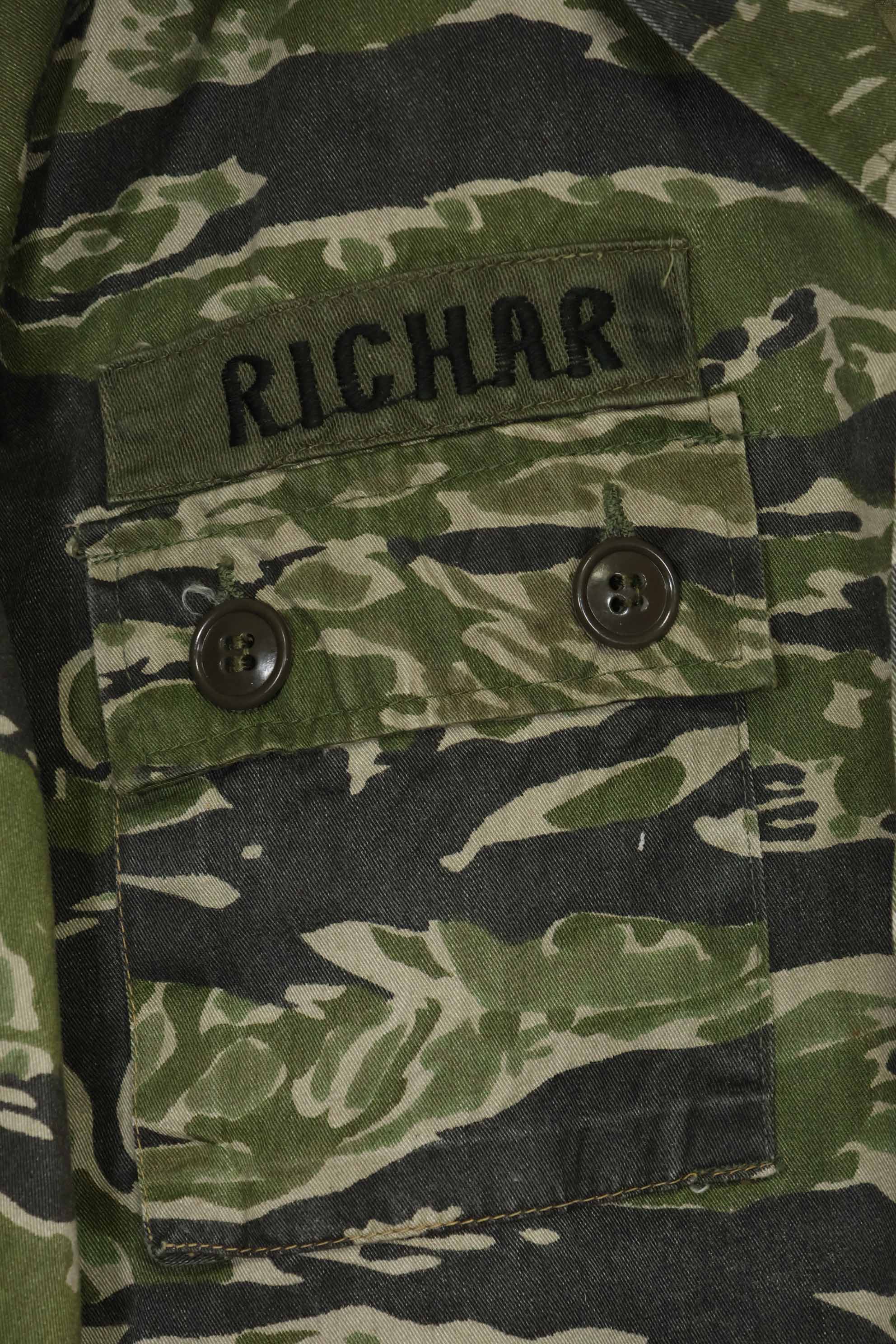 1960年代　タイガーストライプ　シャツ　CIDGパターン　特殊部隊パッチ　中古品