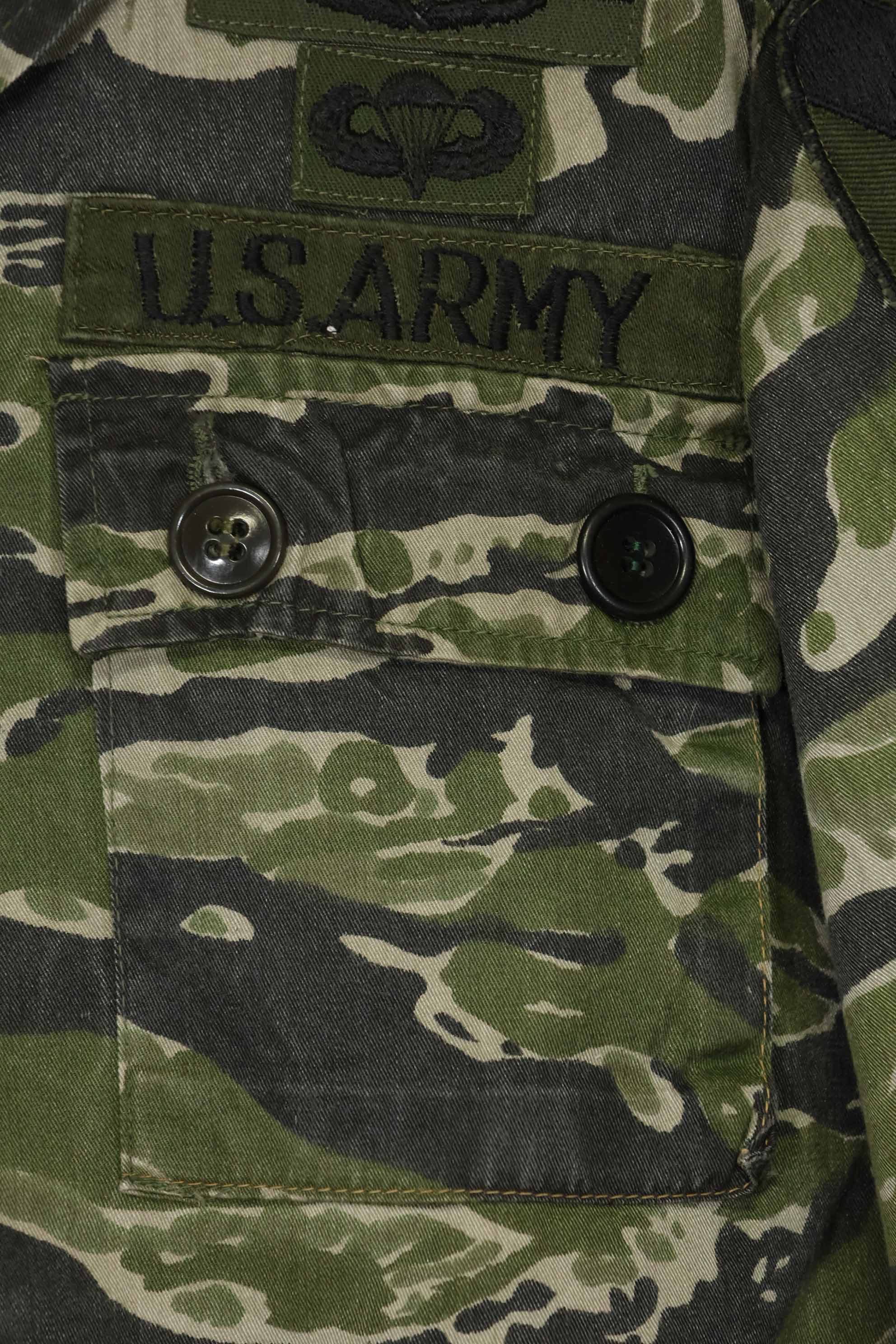 1960年代　タイガーストライプ　シャツ　CIDGパターン　特殊部隊パッチ　中古品