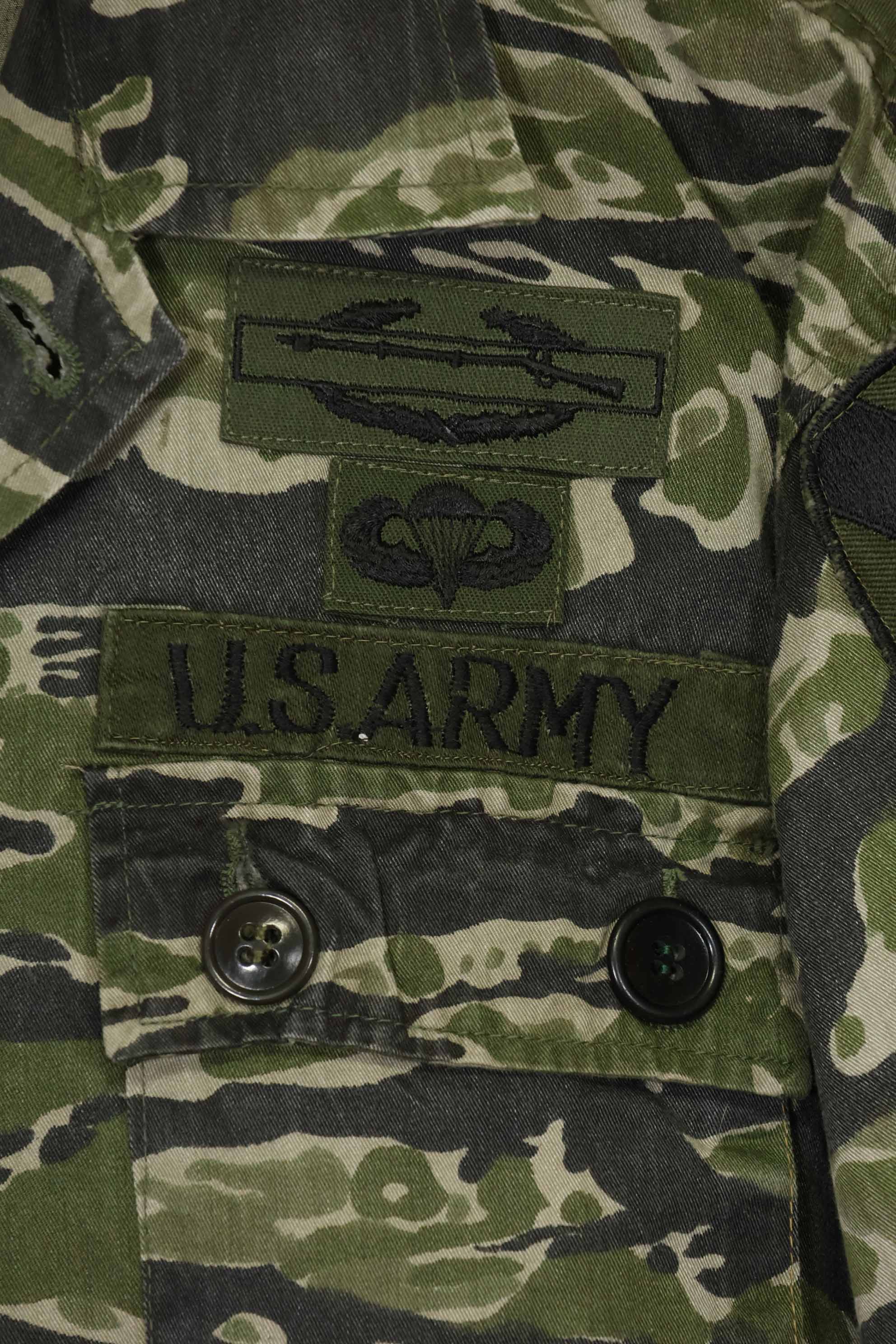 1960年代　タイガーストライプ　シャツ　CIDGパターン　特殊部隊パッチ　中古品