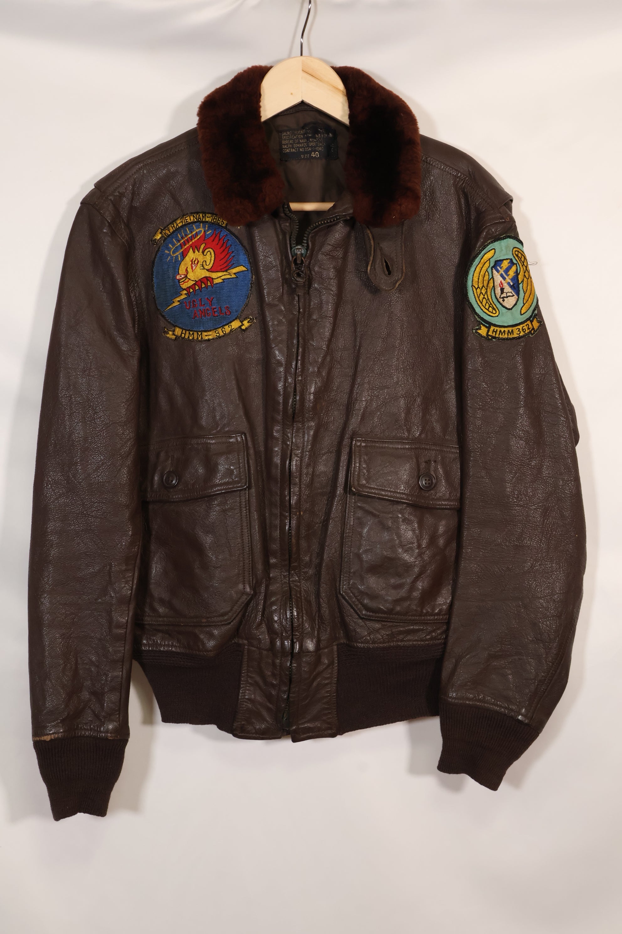 1960年代初頭ロット　サイズ 40 アメリカ海兵隊 G-1 UGLY ANGENLS フライトジャケット　中古品