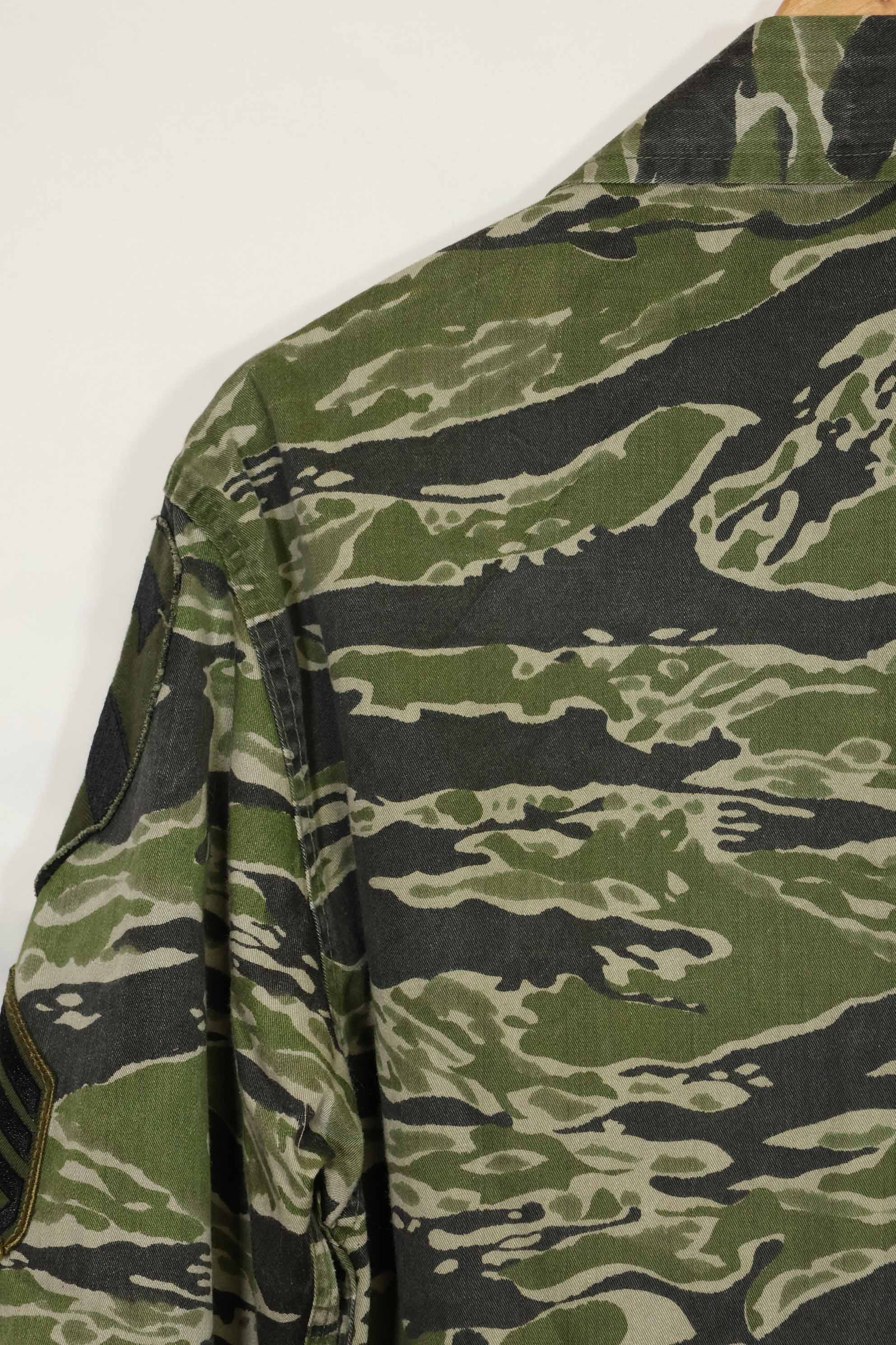 1960年代　タイガーストライプ　シャツ　CIDGパターン　特殊部隊パッチ　中古品