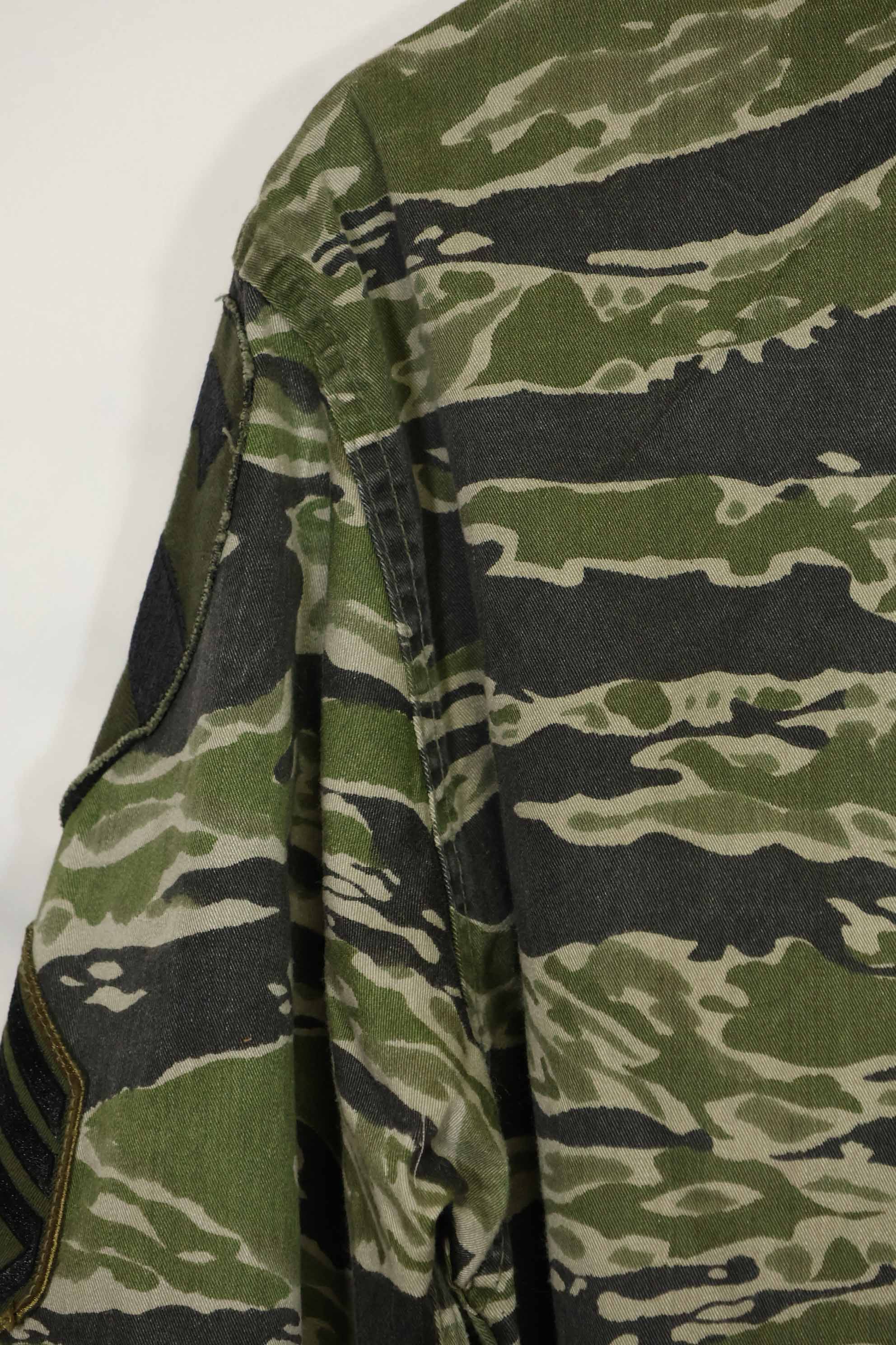 1960年代　タイガーストライプ　シャツ　CIDGパターン　特殊部隊パッチ　中古品