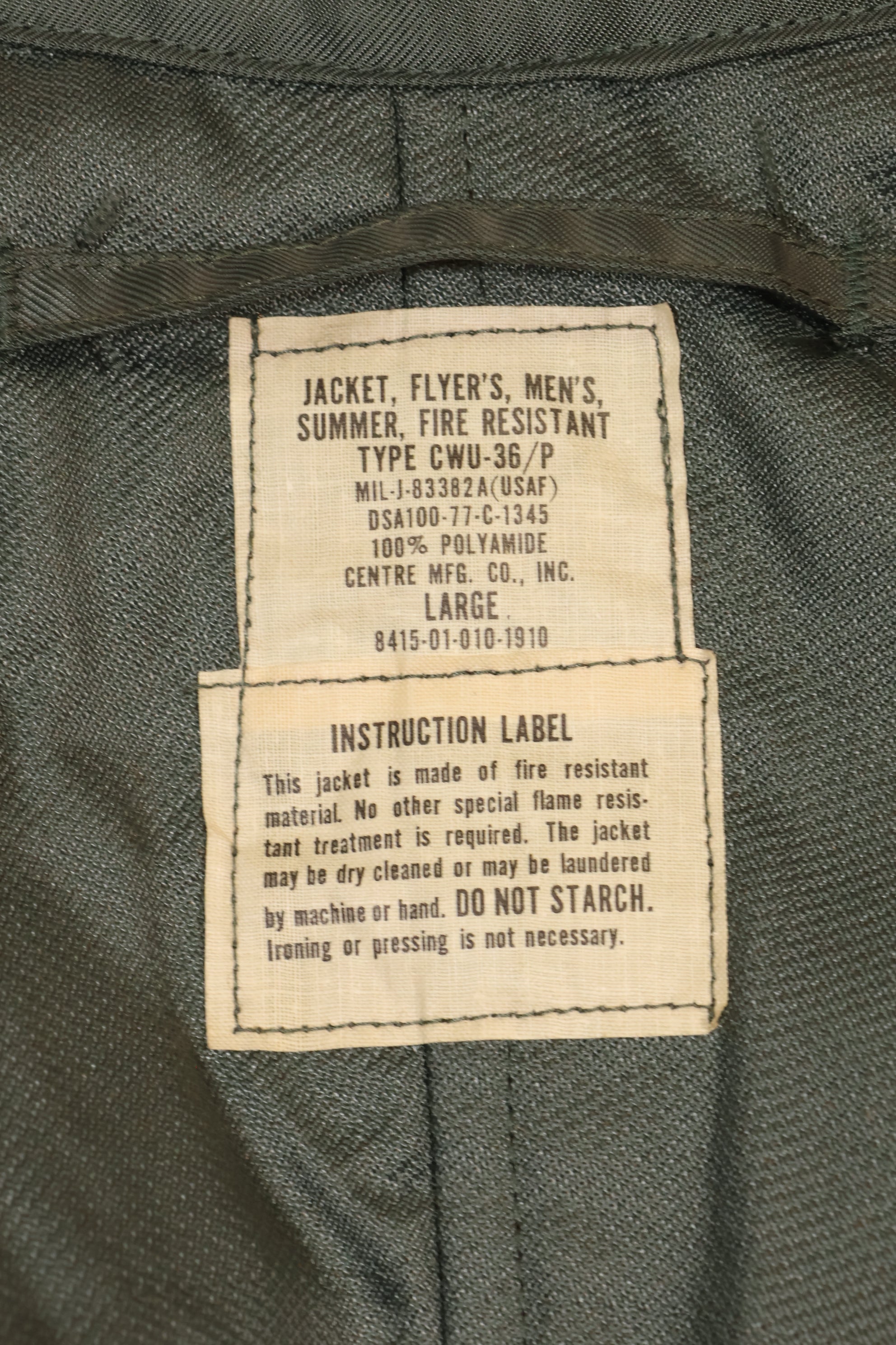 1977年製造　LARGE デッドストック　アメリカ海軍　CWU-36P フライトジャケット