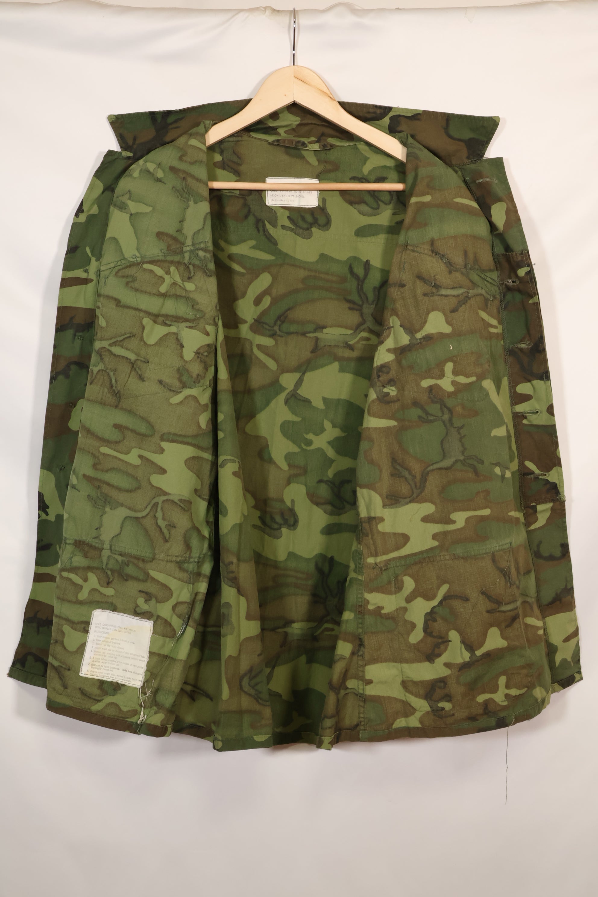 1967年頃　L-R　ノンリップストップ　初期プリント　ERDL　ファティーグジャケット　中古品