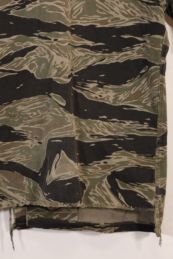 1960年代　US-L　シルバータイガーストライプ　USカットシャツ　半袖カスタム　破れあり