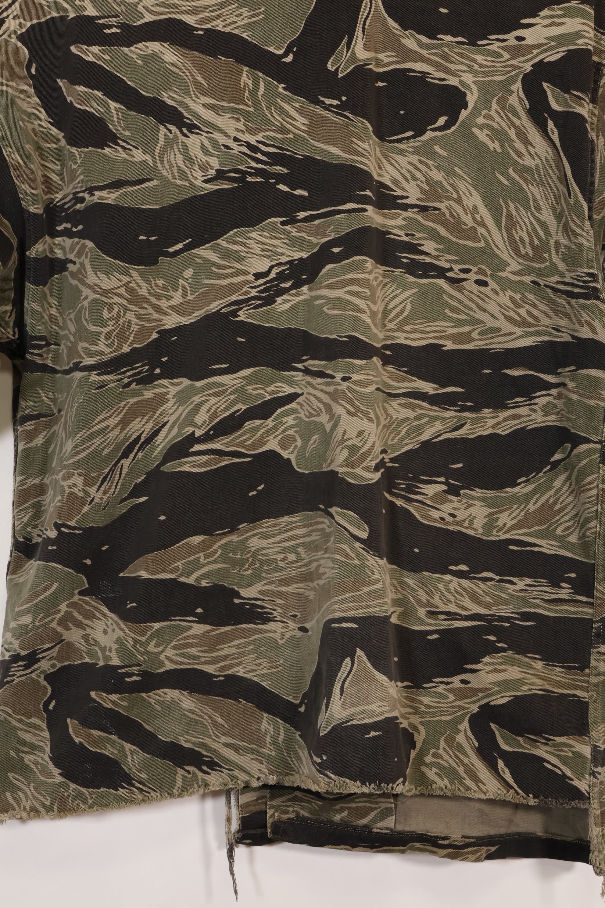 1960年代　US-L　シルバータイガーストライプ　USカットシャツ　半袖カスタム　破れあり