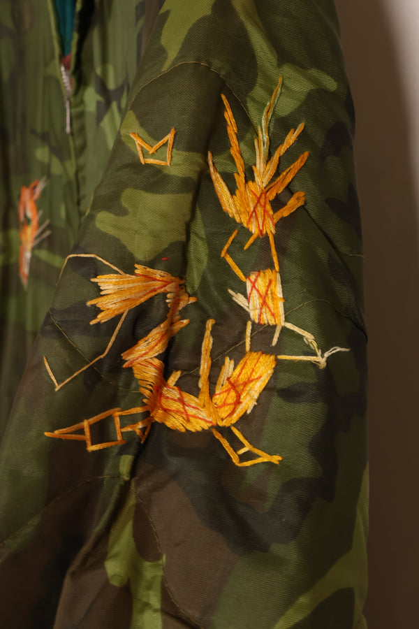 1970-71年　大きめサイズ　ベトナム戦争　迷彩ポンチョ製　ツアージャケット　DA NANG　中古品