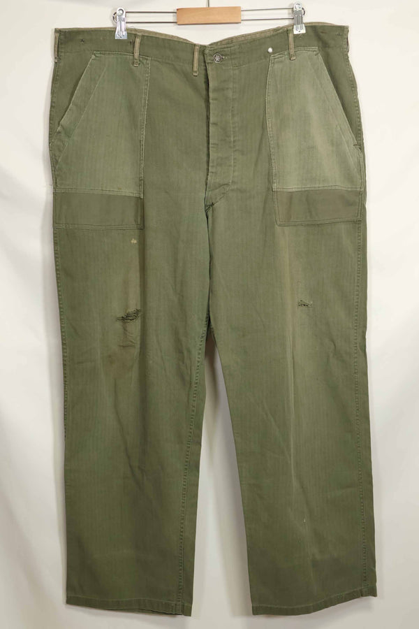 1940年代　アメリカ陸軍　HBT ユーティリティパンツ　大きめサイズ　傷あり　中古品