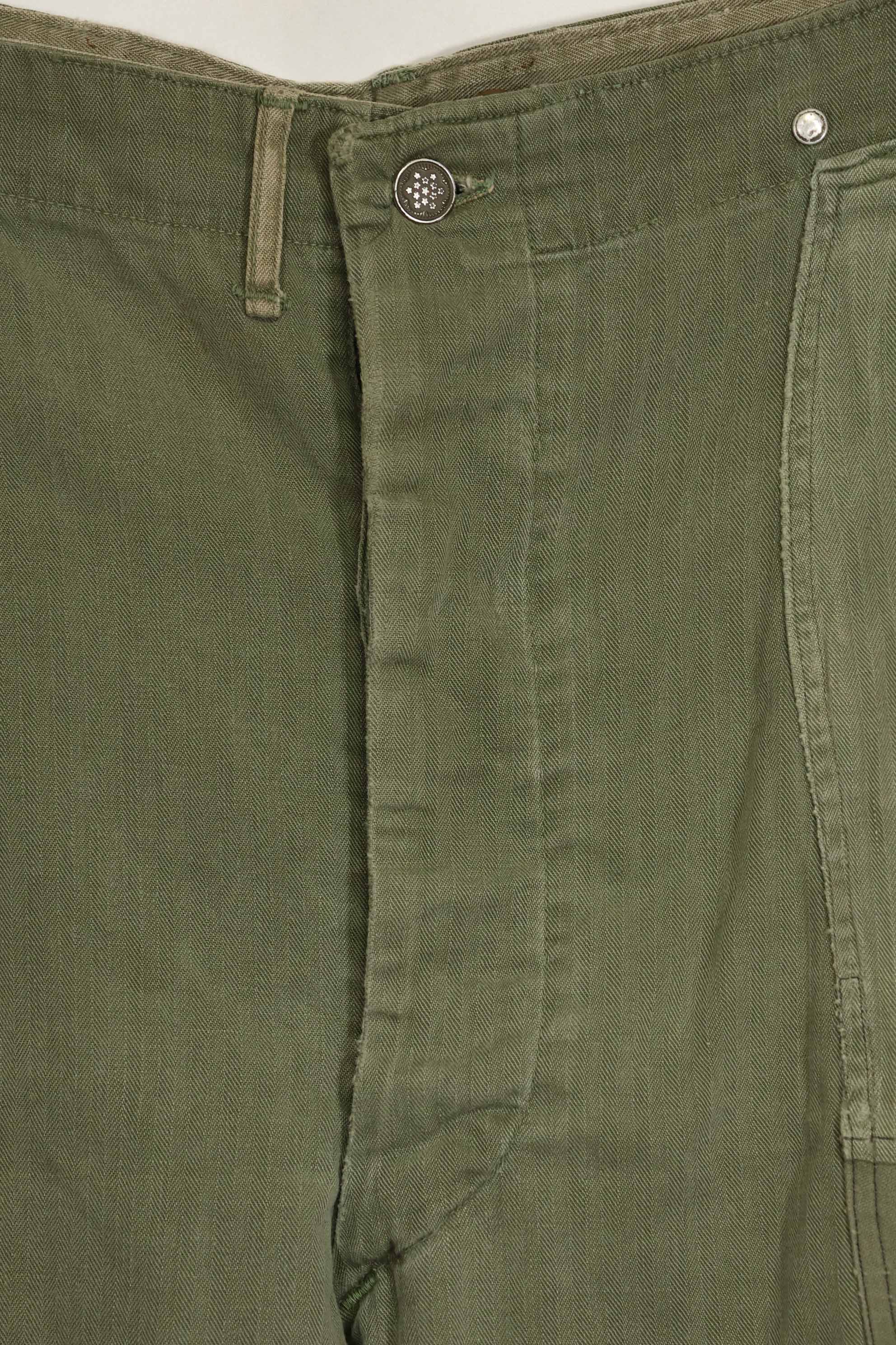 1940年代　アメリカ陸軍　HBT ユーティリティパンツ　大きめサイズ　傷あり　中古品